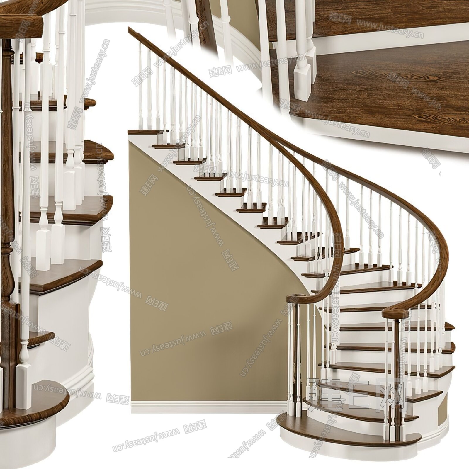 现代玻璃楼梯模型SU模型下载[ID:112411526]_建E室内设计网