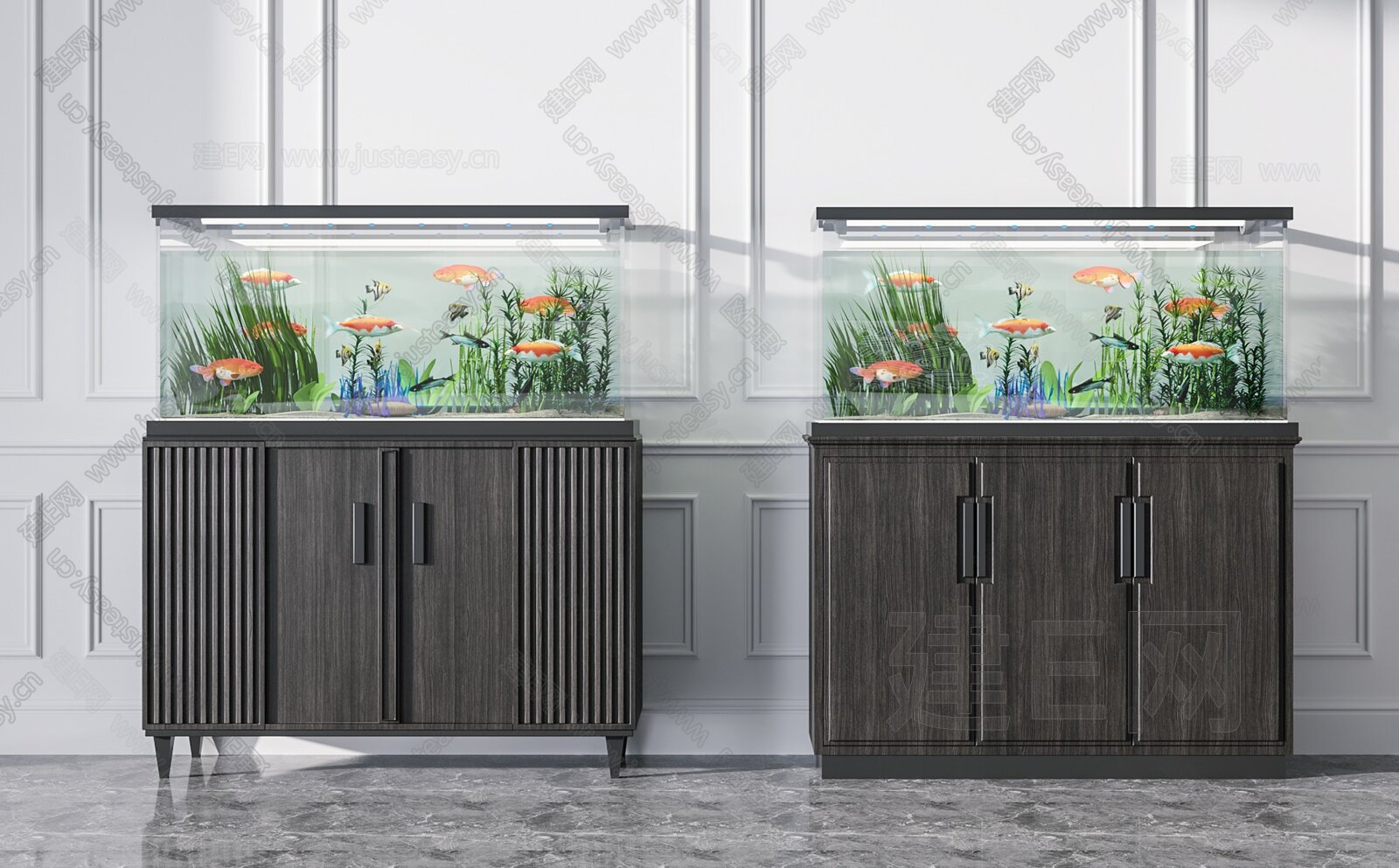简约风室内设计餐厅鱼缸效果图素材图片下载-素材编号12432239-素材天下图库