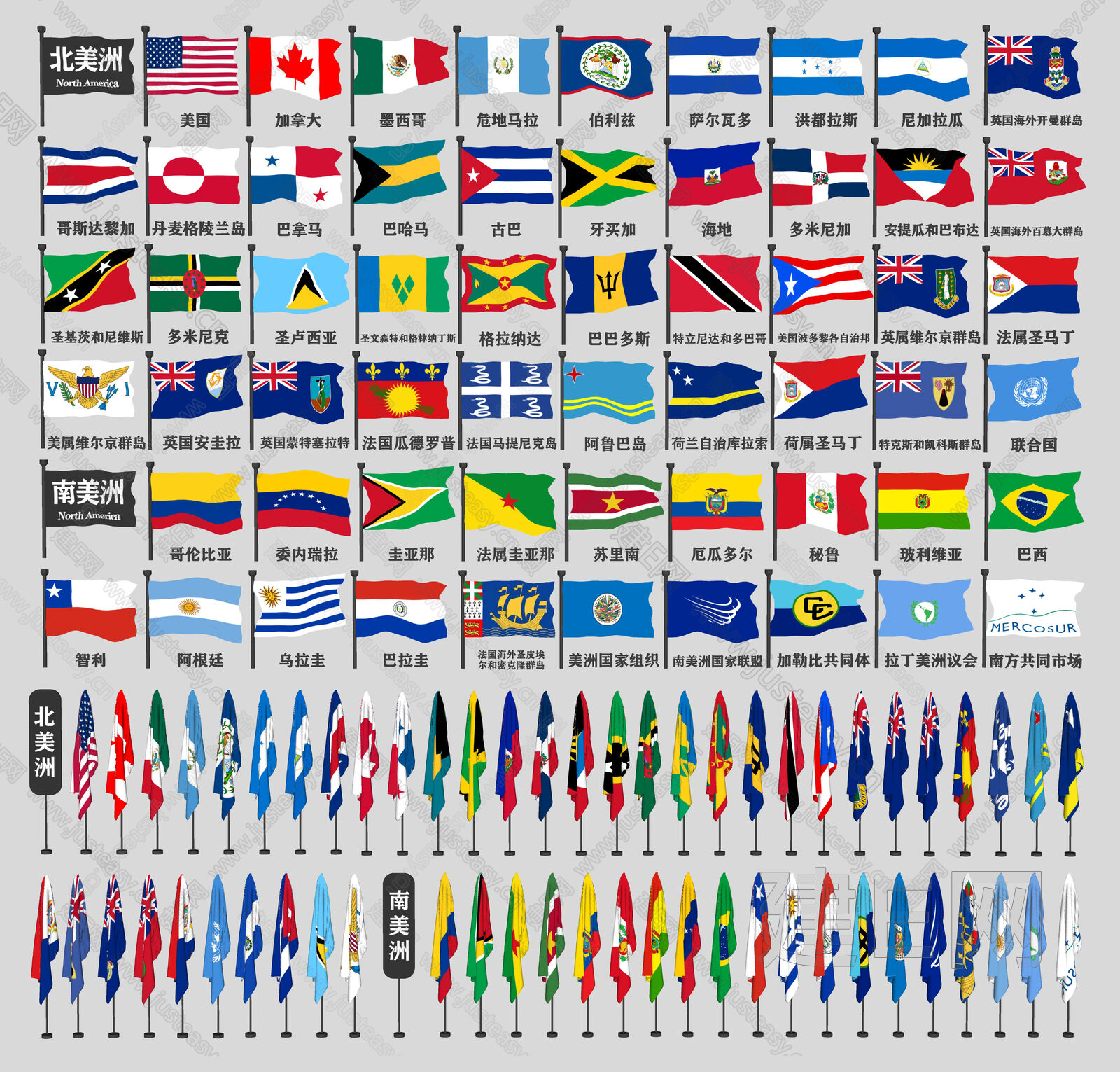 set of flags of Americas 21915264 Vector Art at Vecteezy