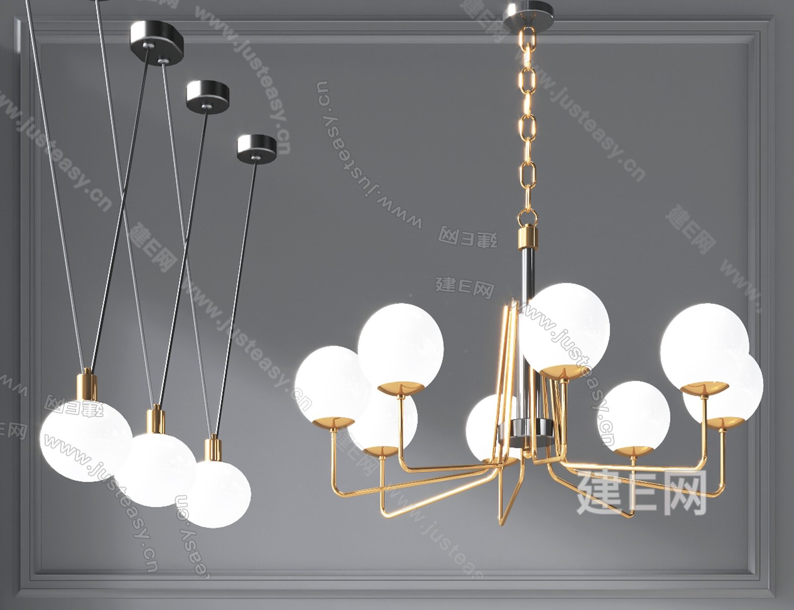 现代吊灯3d模型下载