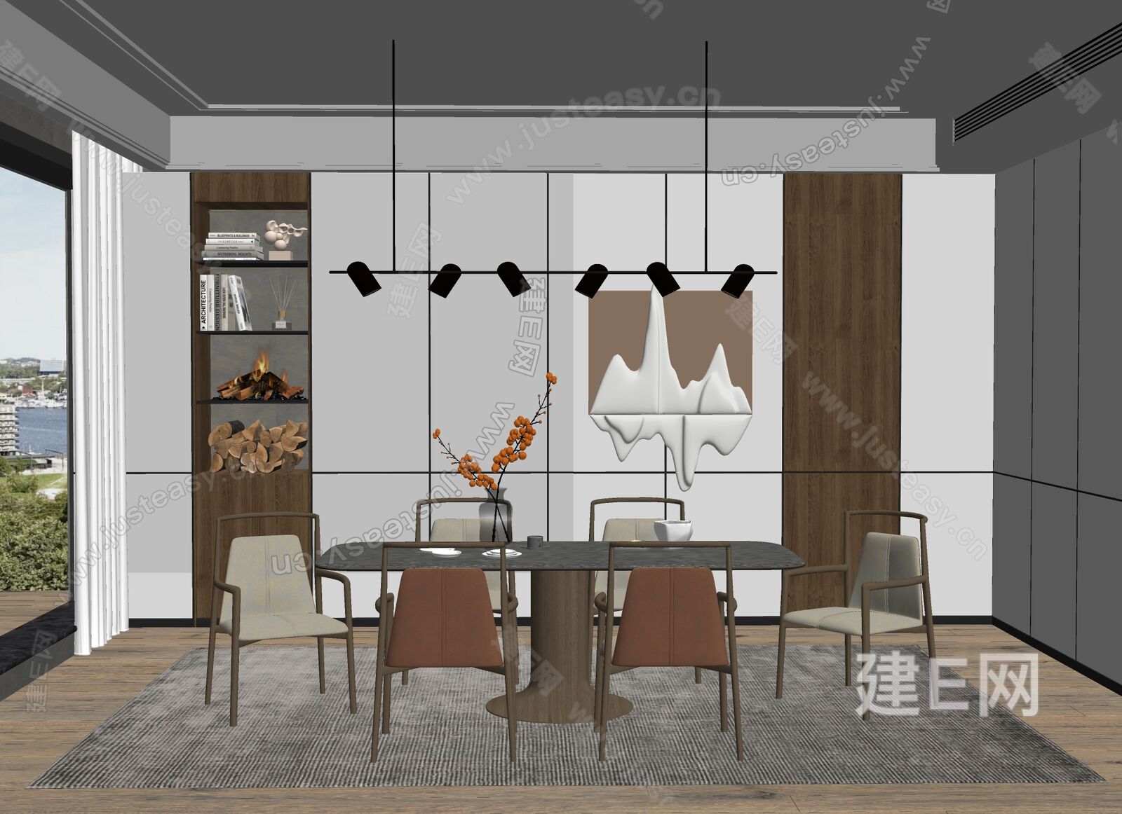 现代餐厅模型SU模型下载[ID:113263985]_建e网su模型