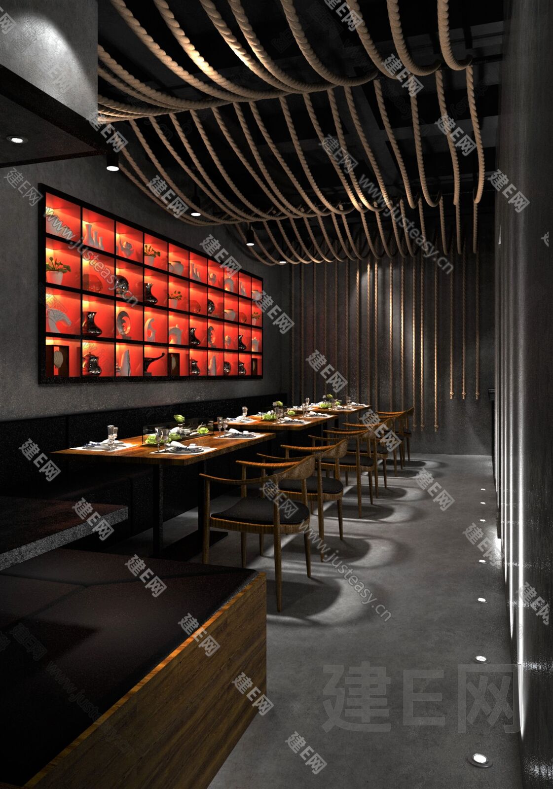 日式料理店模型SU模型下载[ID:114181518]_建E室内设计网