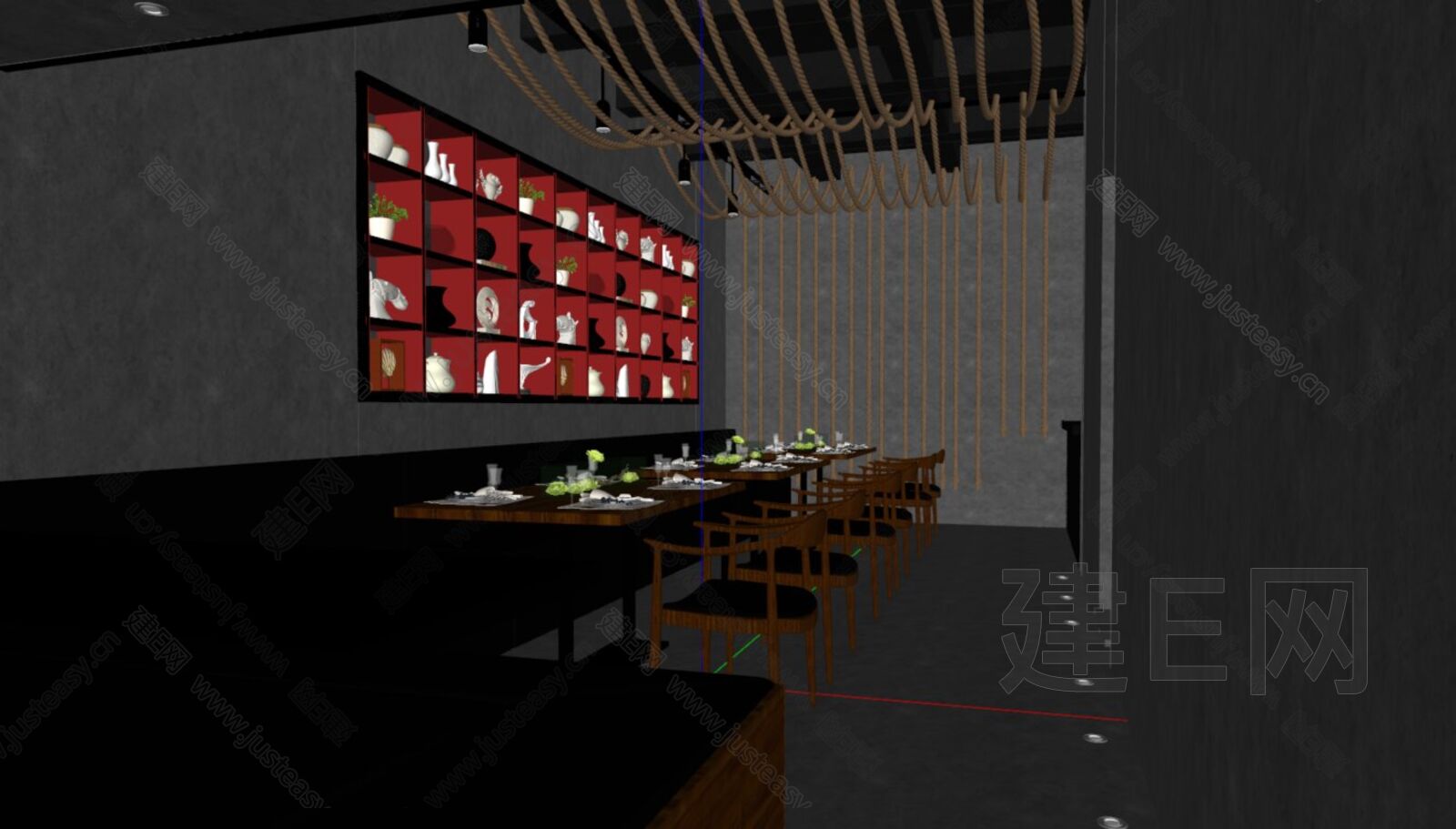 日式料理店模型SU模型下载[ID:114181518]_建E室内设计网