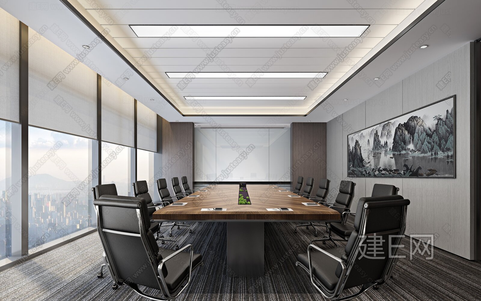 现代会议室3d模型下载[ID:117001211]_建e网3d模型