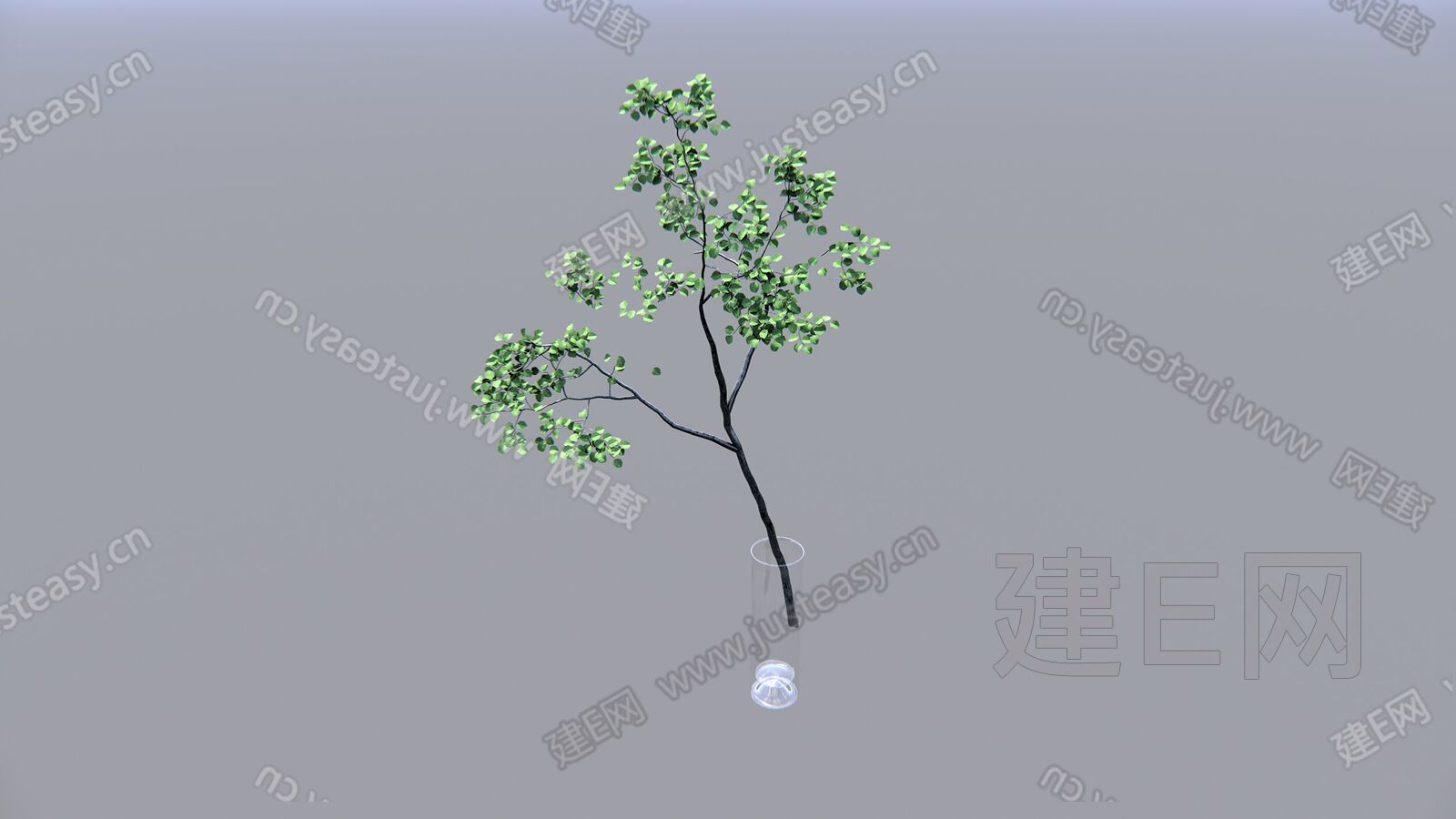 现代简约绿植枝干摆件模型SU模型下载[ID:113919362]_建E室内设计网