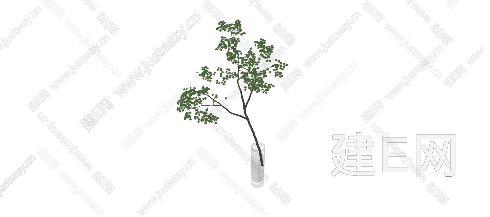 现代简约绿植枝干摆件模型SU模型下载[ID:113919362]_建E室内设计网