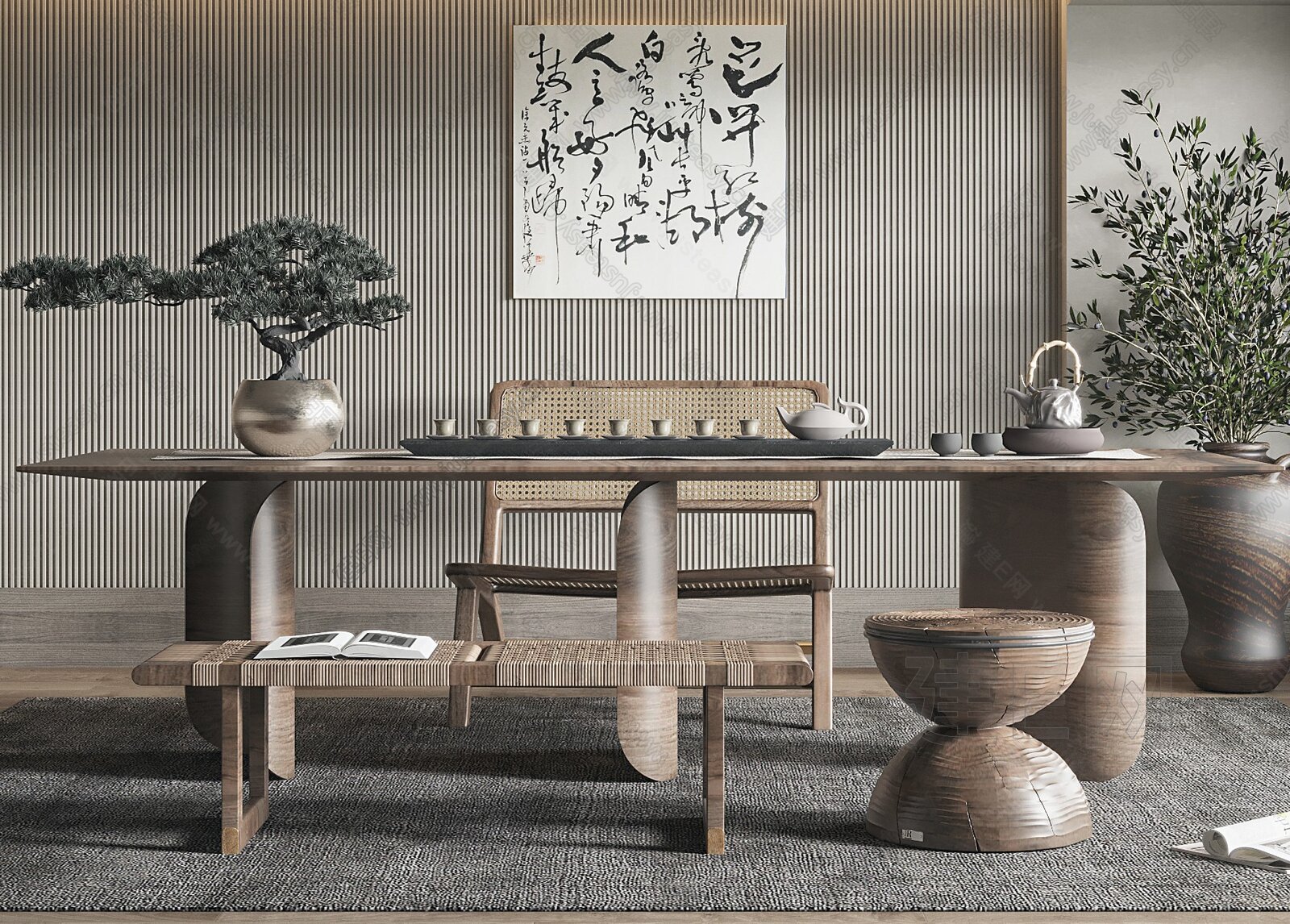 【侘寂风茶室3d模型】建E网_侘寂风茶室3d模型下载[ID:109726514]_打造3d侘寂风茶室模型免费下载平台