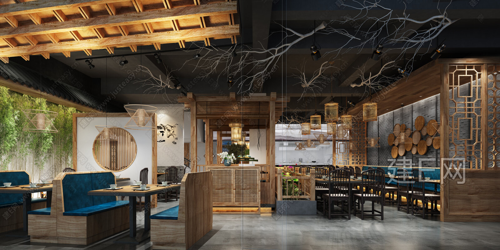 新中式火锅店3d模型下载[ID:110644176]_建e网3d模型