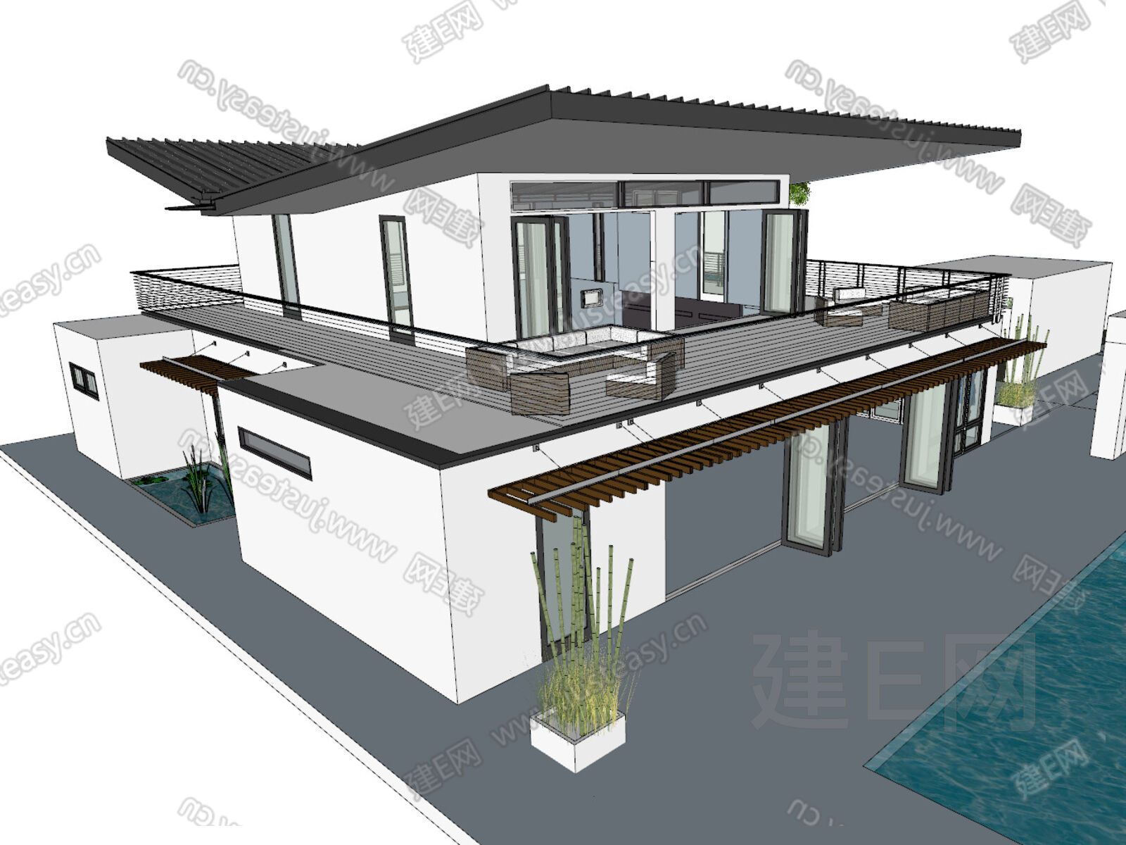 新中式别墅模型SU模型下载[ID:115688807]_建e网su模型