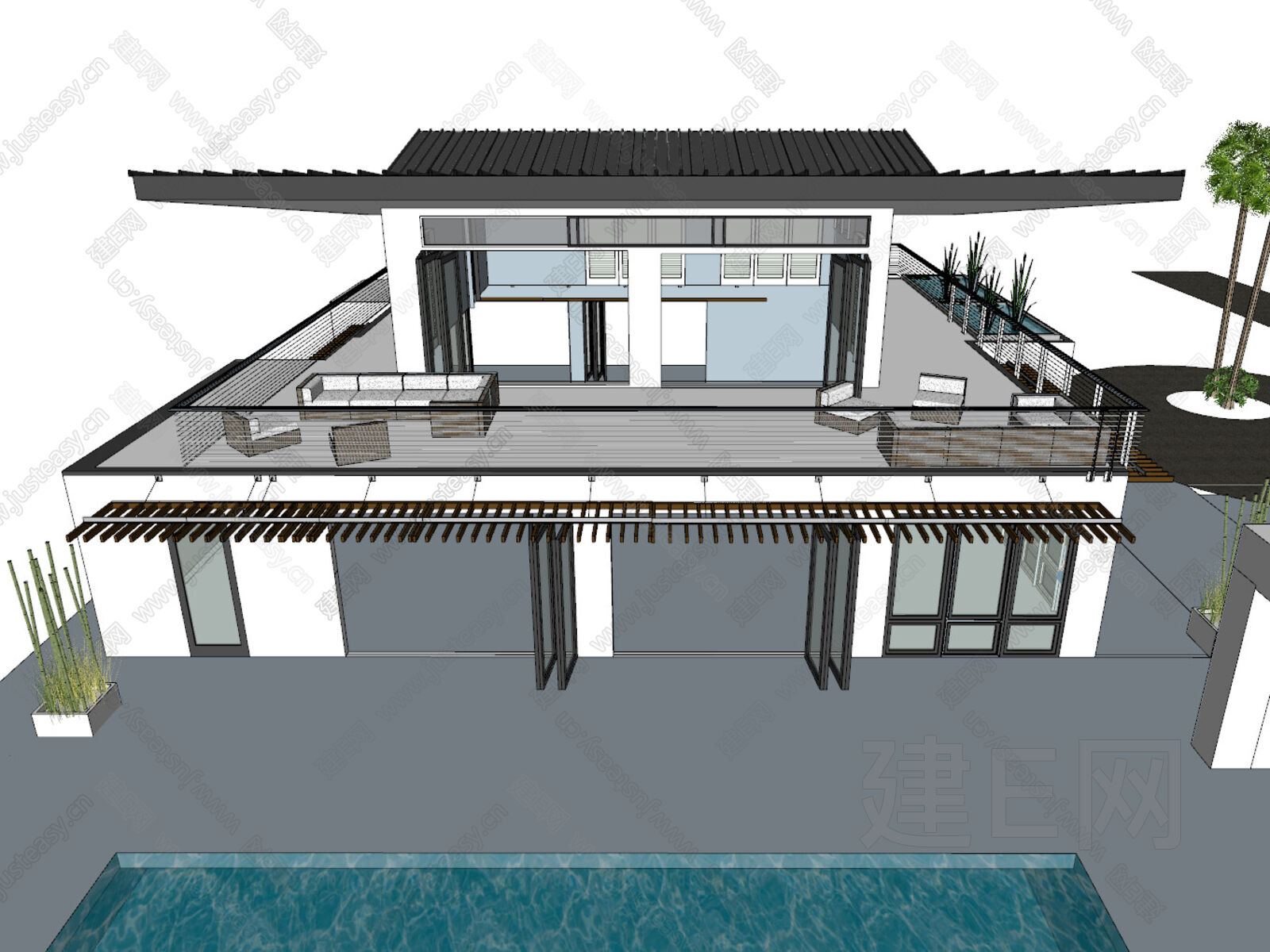 新中式别墅模型SU模型下载[ID:115688807]_建e网su模型