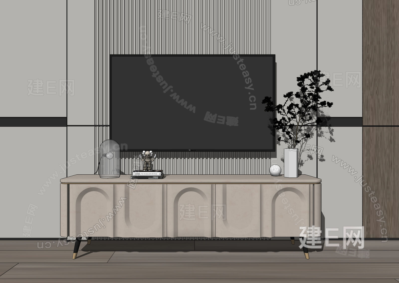 现代电视柜模型SU模型下载[ID:115819974]_建E室内设计网