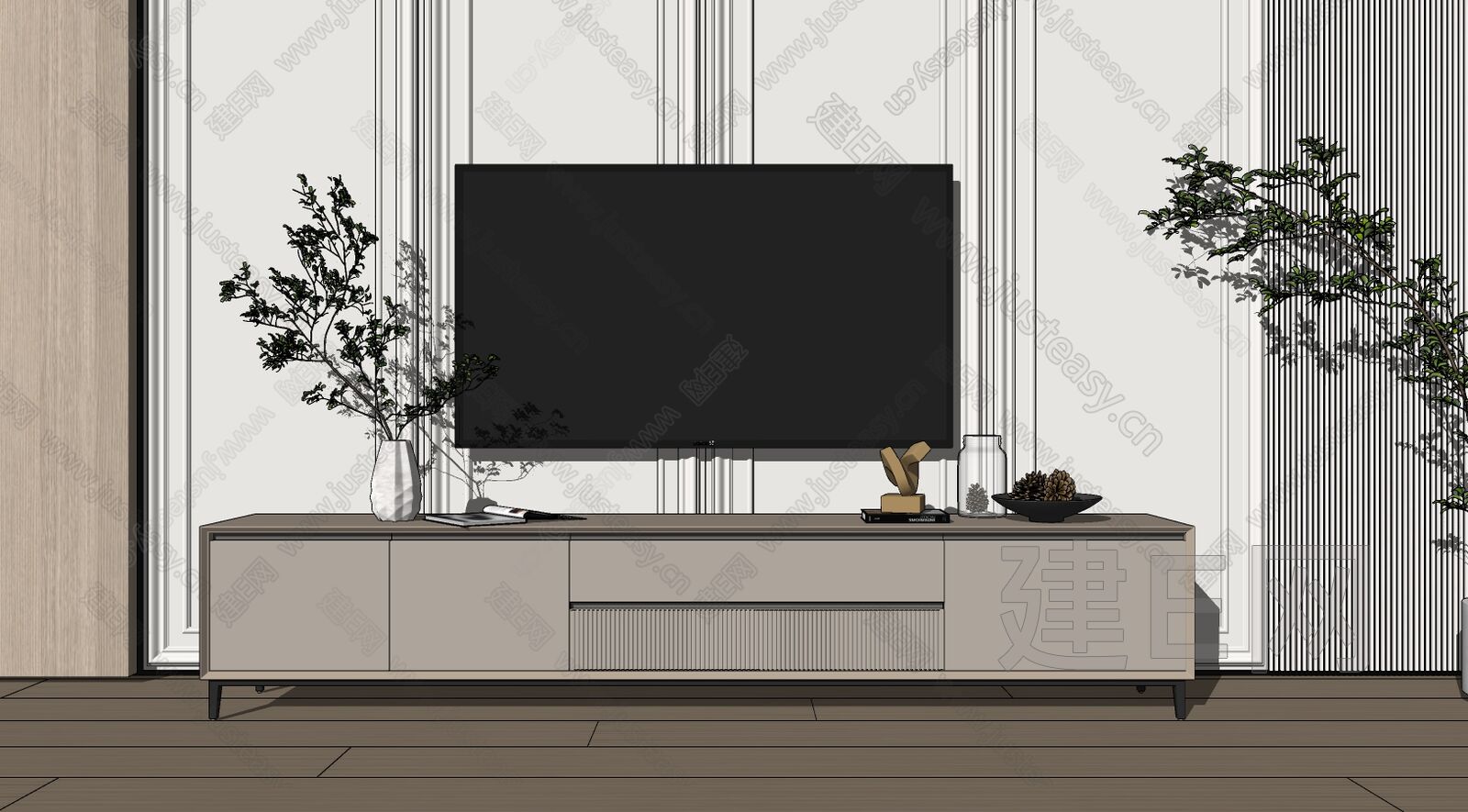 现代电视柜sketchup模型