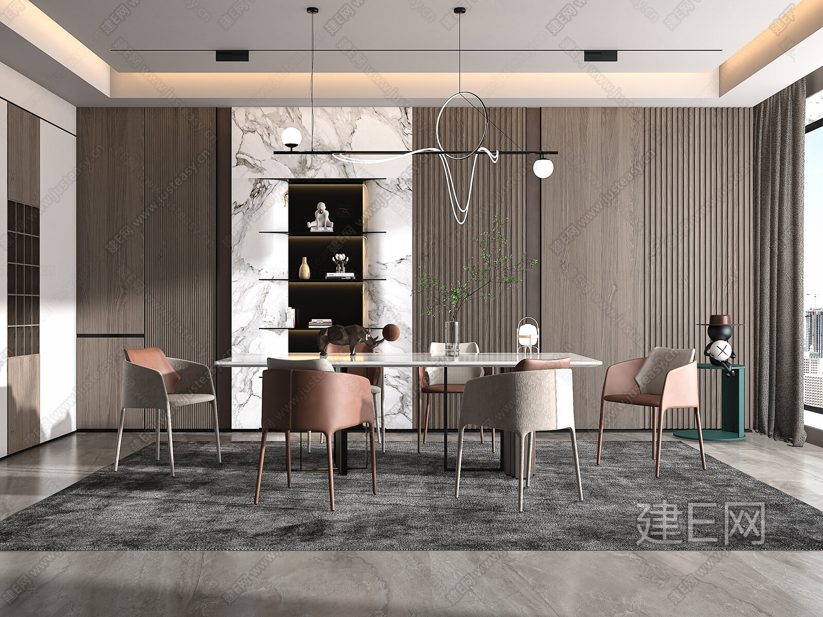 现代餐厅模型SU模型下载[ID:114051498]_建e网su模型