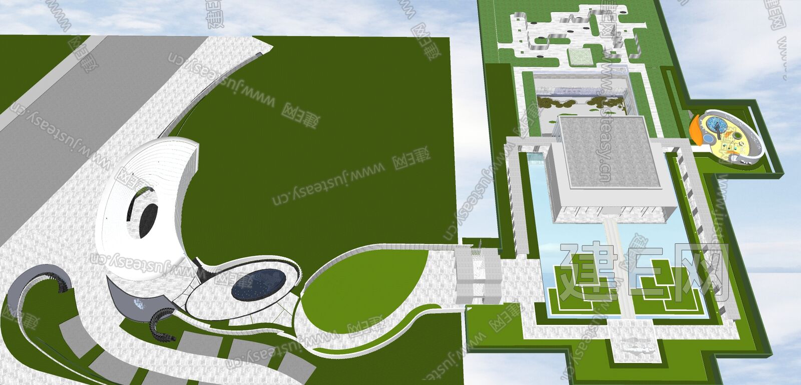 现代雕塑景观小品模型SU模型下载[ID:116606323]_建e网su模型