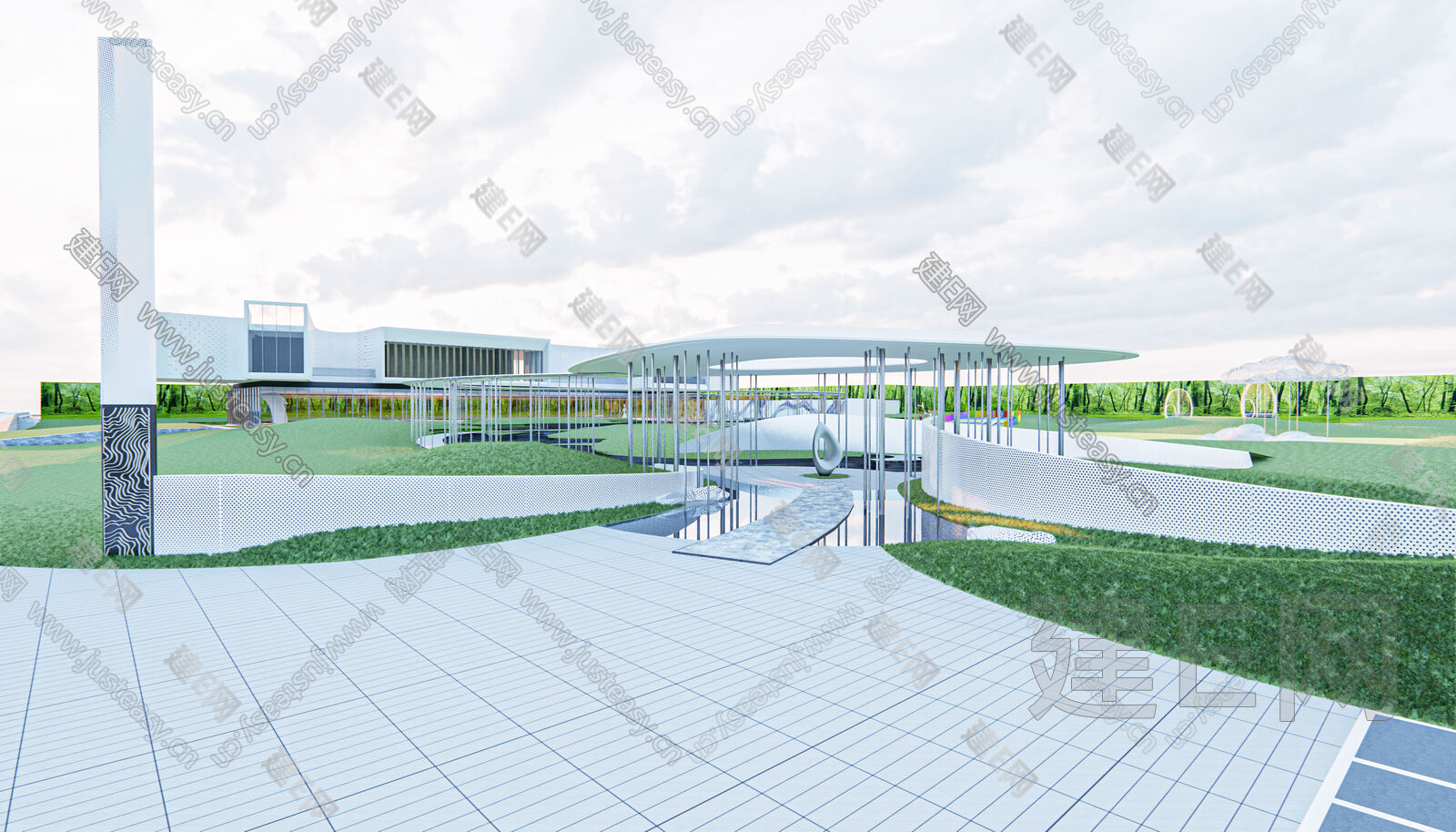现代雕塑景观小品模型SU模型下载[ID:116606290]_建e网su模型