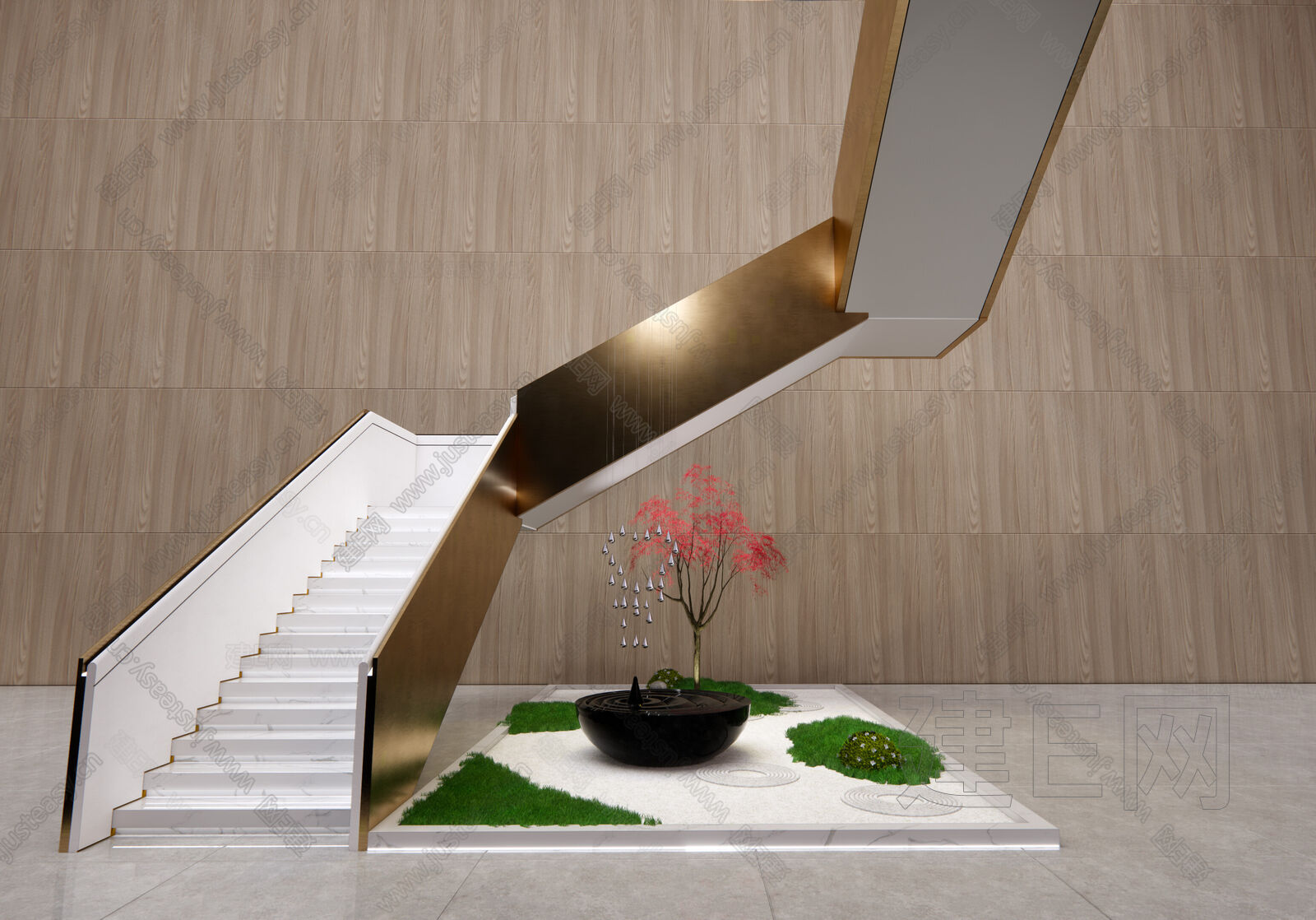地中海复式楼转角楼梯装修效果图 – 设计本装修效果图