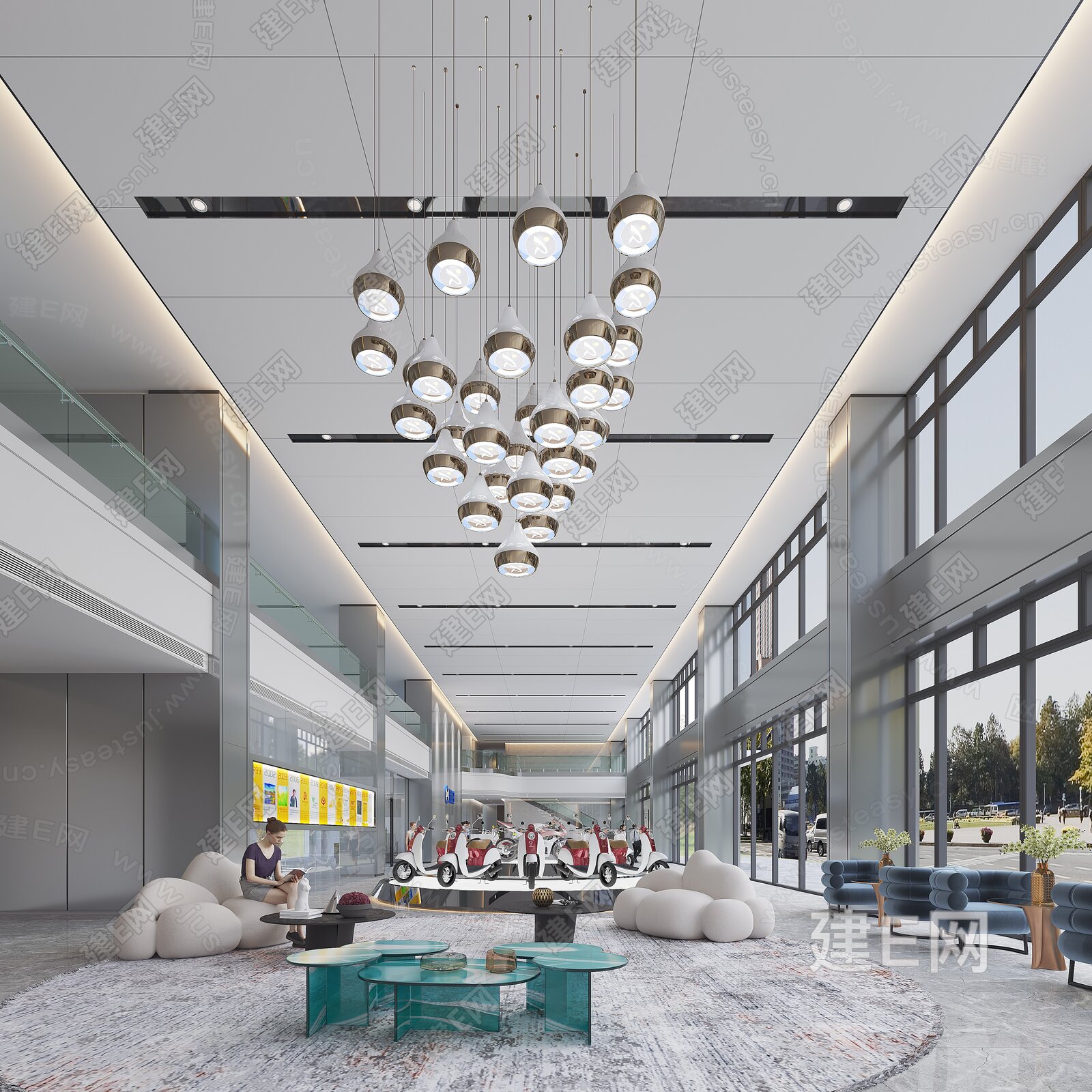 现代办公大厅前台3d模型下载[ID:106646053]_建e网3d模型
