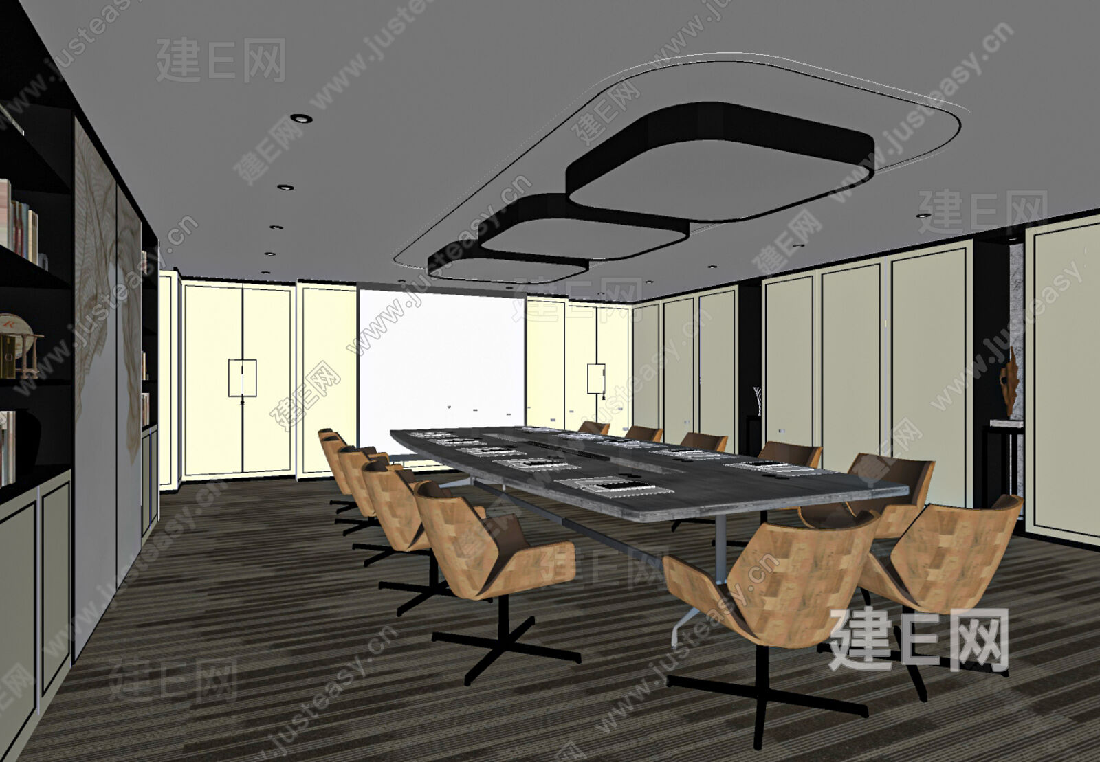 现代会议室模型SU模型下载[ID:109528363]_建e网su模型
