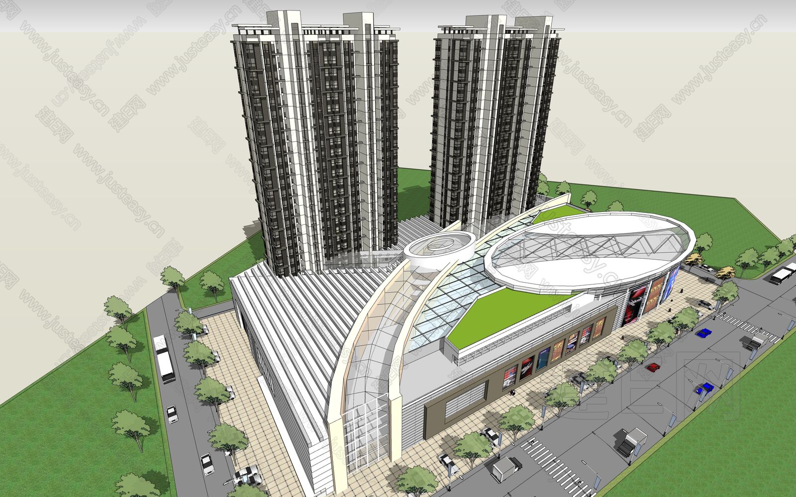 现代商业综合体模型SU模型下载[ID:109135354]_建e网su模型