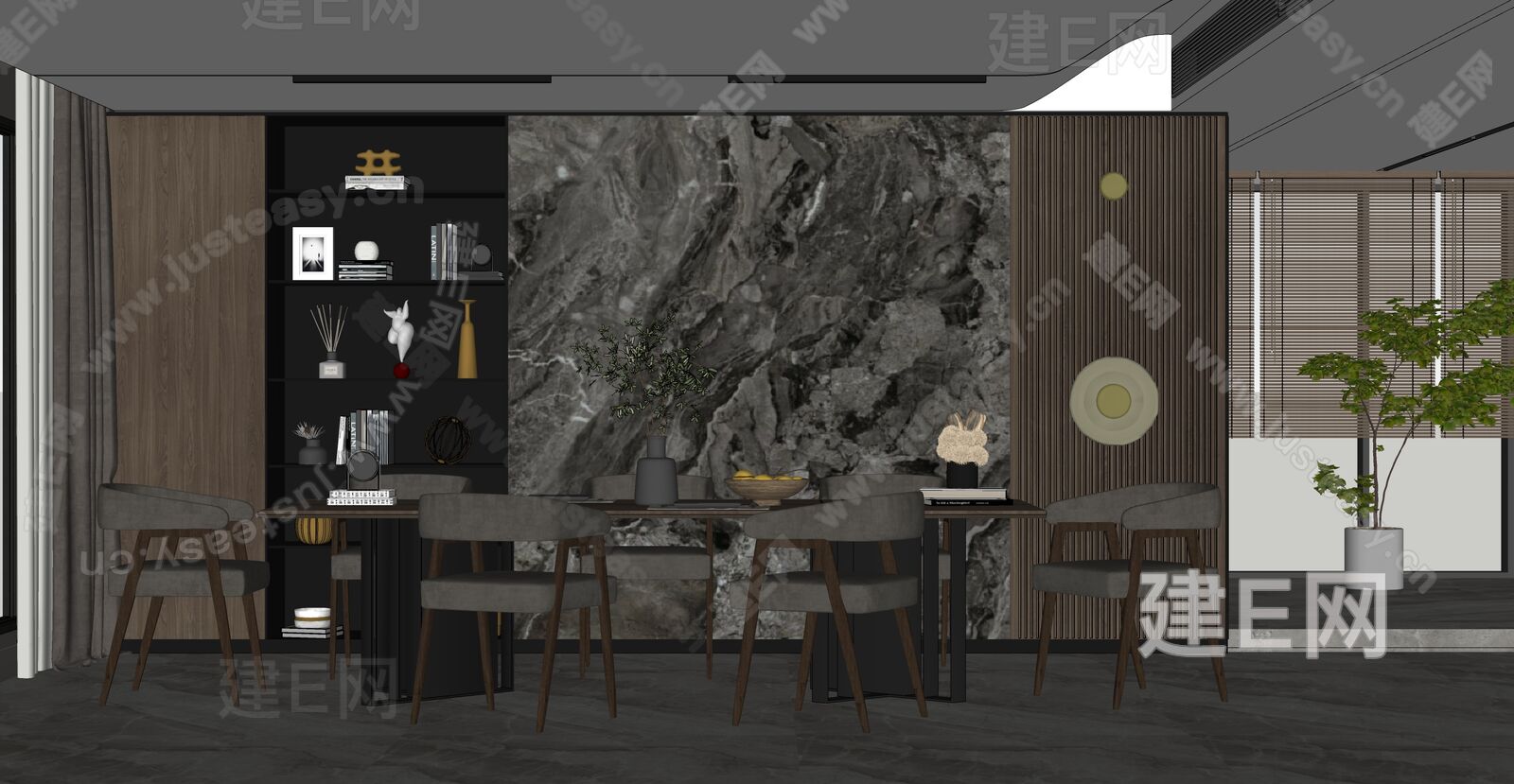 现代餐厅-sketchup模型_sketchup模型库_建E室内设计网!