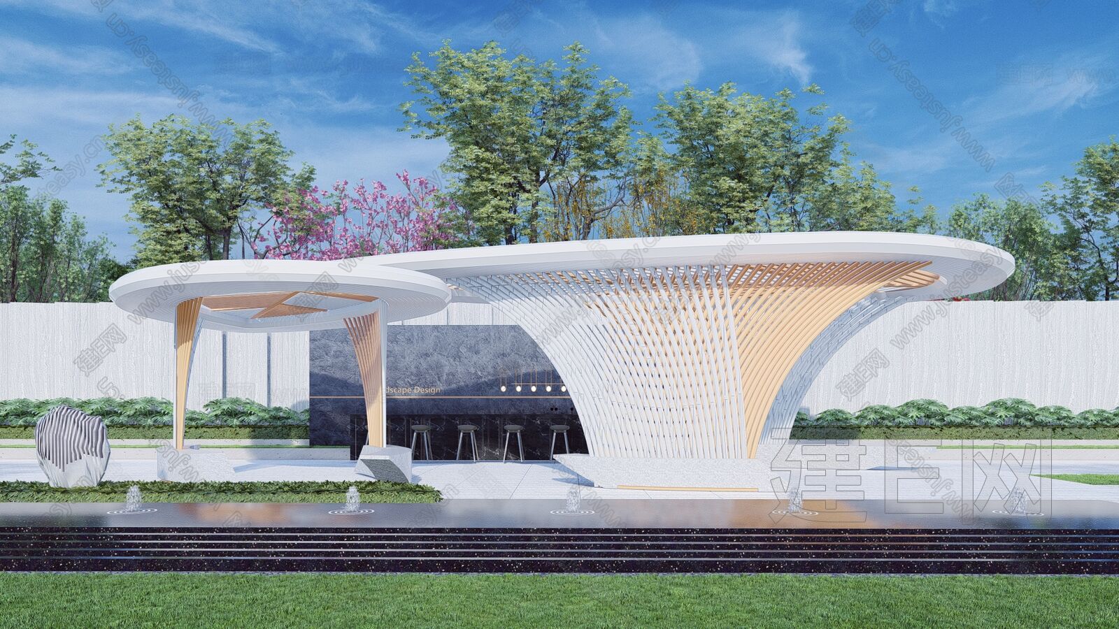 现代水景雕塑景观小品 模型SU模型下载[ID:109266226]_建e网su模型