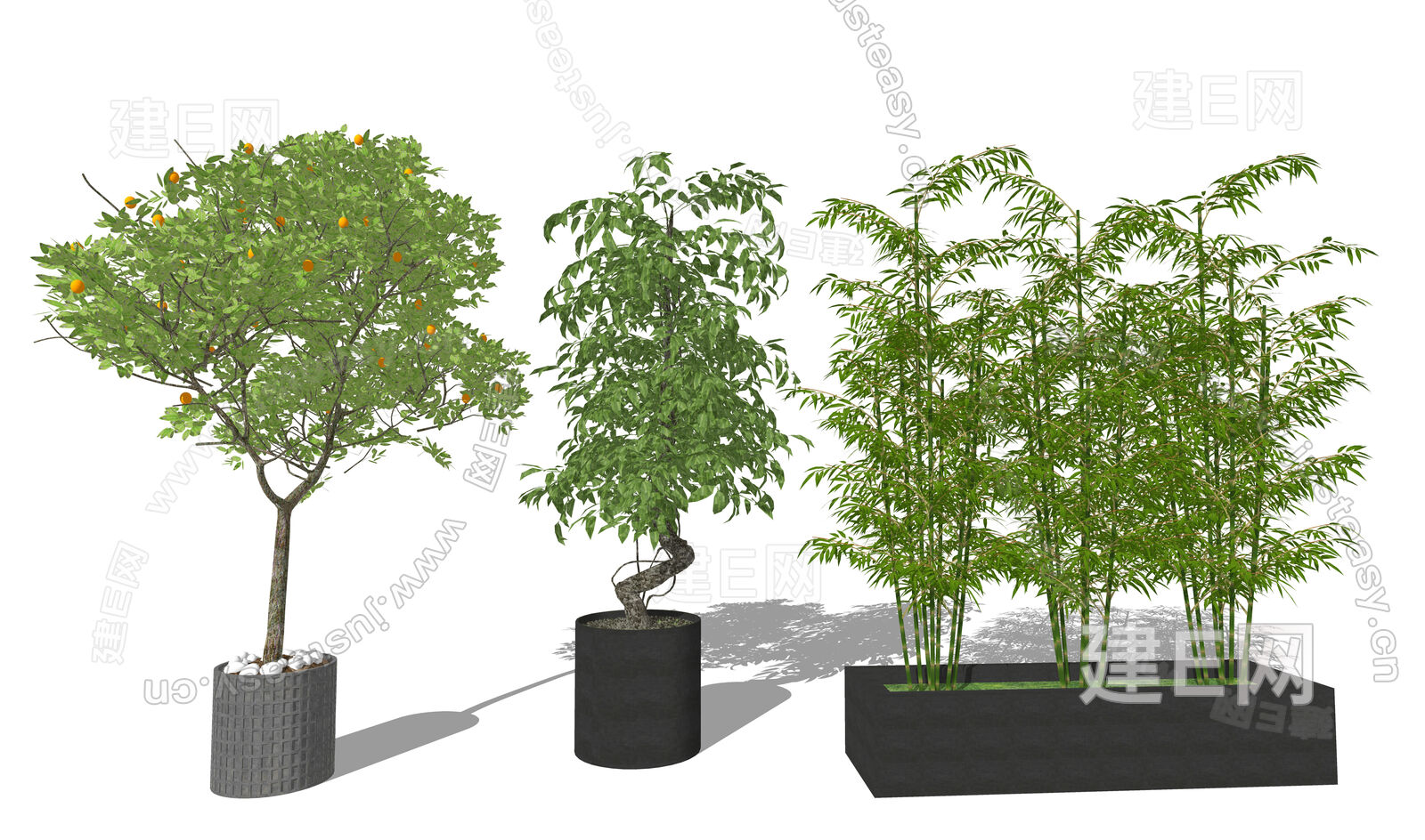 现代户外植物盆栽 Sketchup模型 Sketchup模型库 建e室内设计网