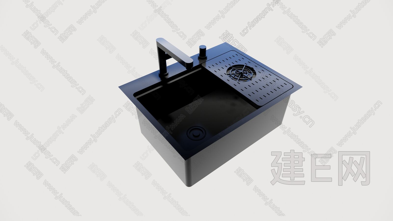 现代不锈钢水槽洗菜池3d模型下载_ID11813865_3dmax免费模型-欧模网
