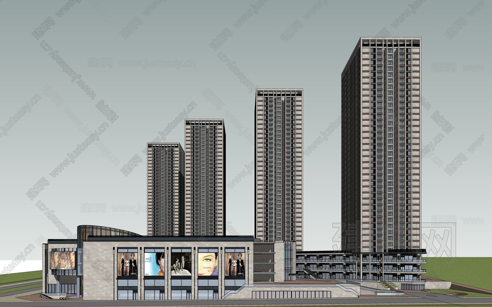 现代商业综合体模型SU模型下载[ID:109987119]_建e网su模型