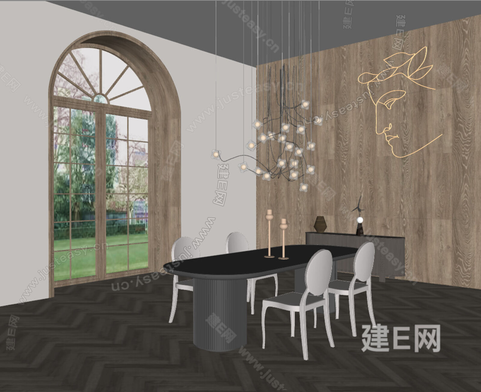 现代餐厅模型SU模型下载[ID:110773643]_建e网su模型