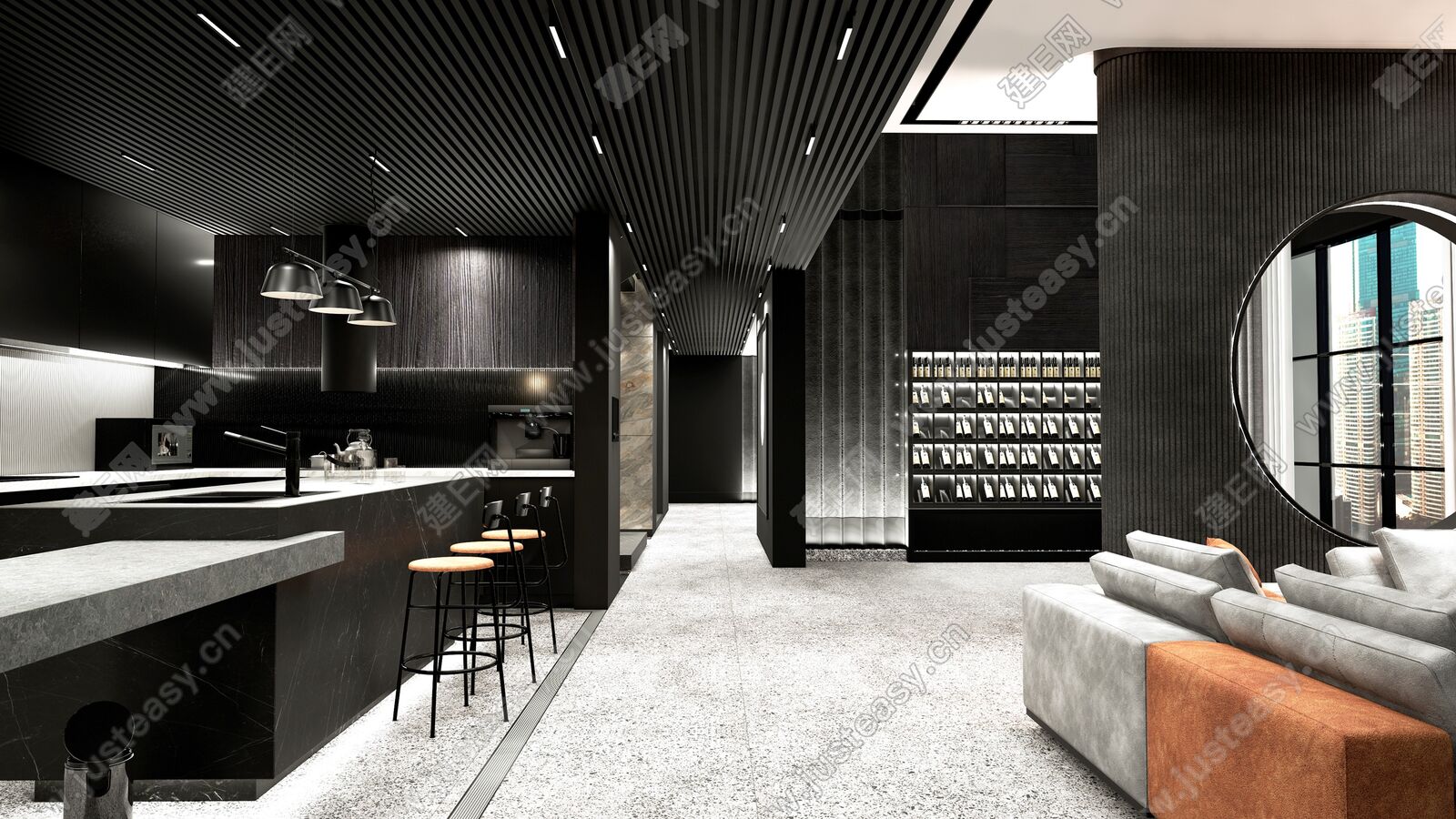 现代客餐厅模型SU模型下载[ID:111232312]_建e网su模型