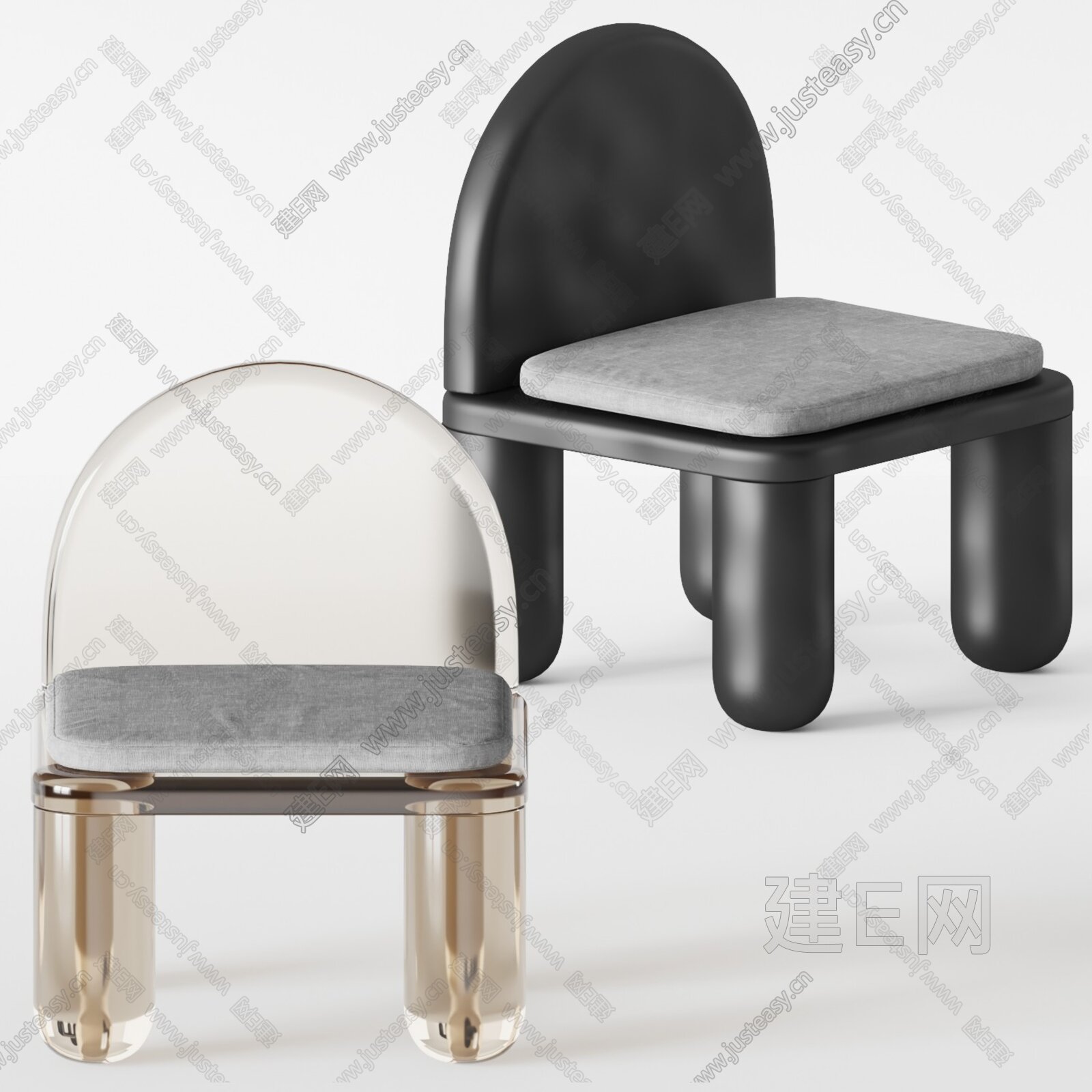 梵圆家具 现代单椅组合3d模型
