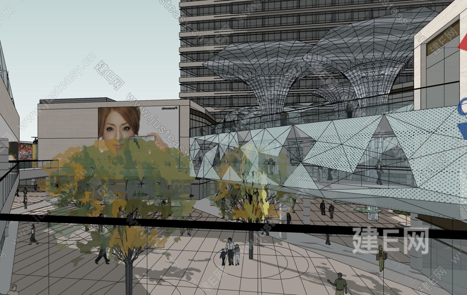 现代商业综合体模型SU模型下载[ID:111298018]_建e网su模型