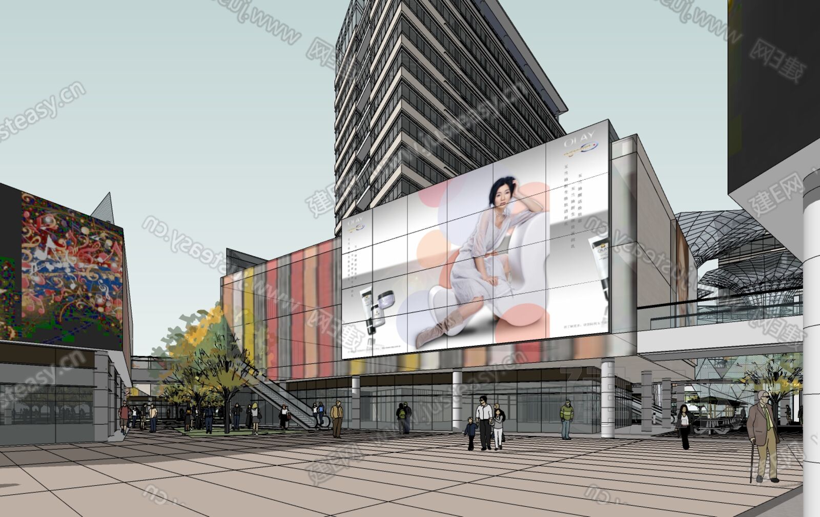 现代商业综合体模型SU模型下载[ID:111298018]_建e网su模型