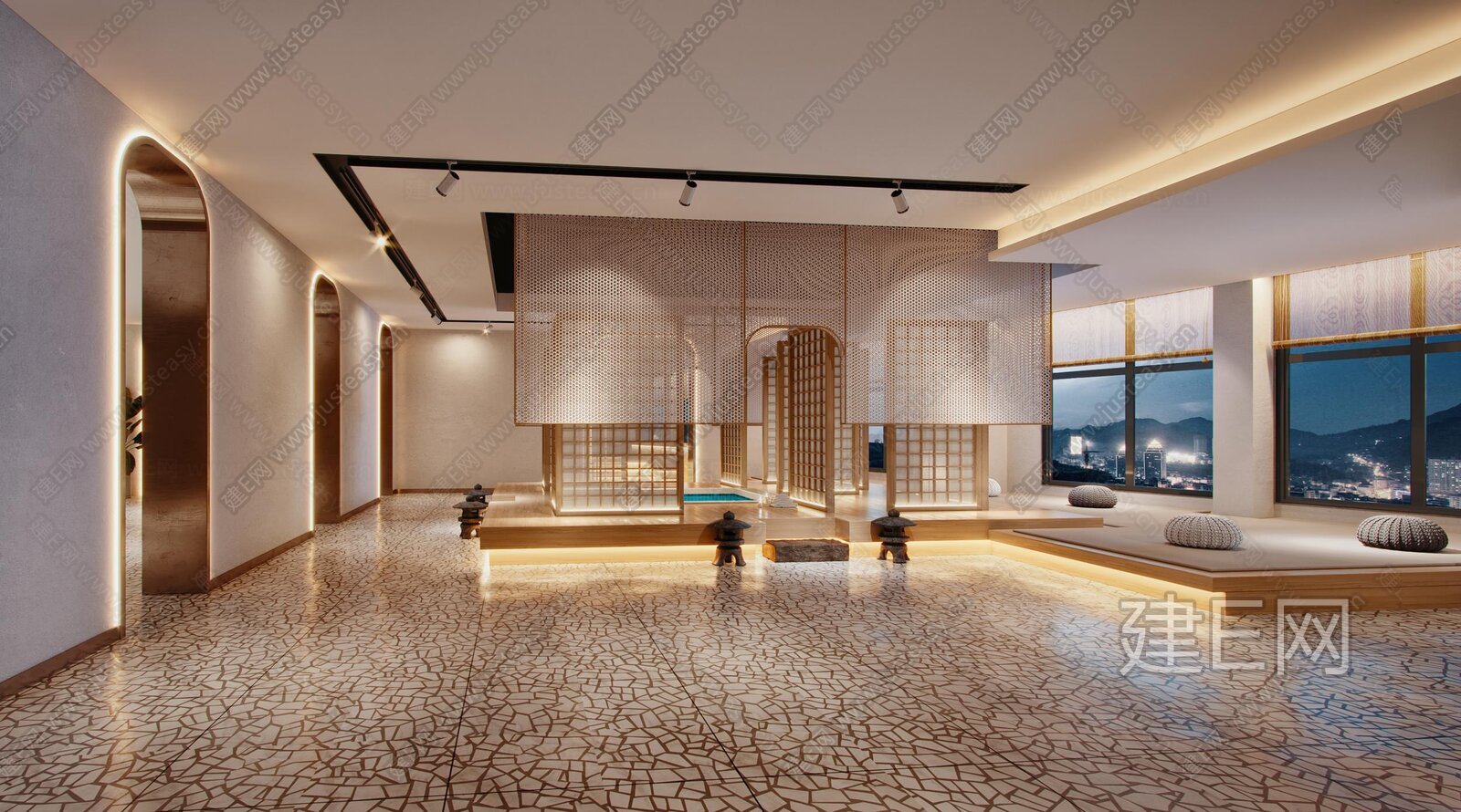 新中式酒店洗浴区3d模型下载[ID:104679976]_建e网3d模型