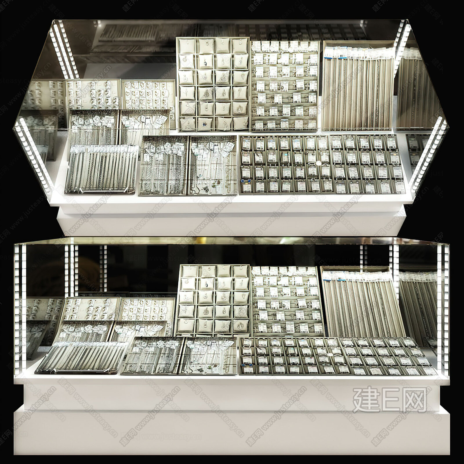 现代珠宝展示柜模型SU模型下载[ID:108480923]_建E室内设计网