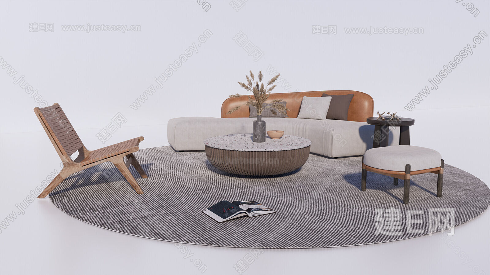 北欧沙发茶几组合模型SU模型下载[ID:112608714]_建e网su模型