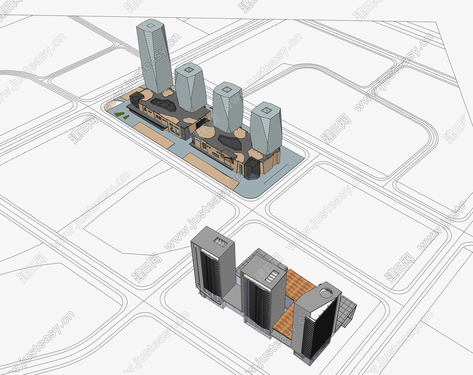 现代商业综合体模型SU模型下载[ID:112870901]_建E室内设计网
