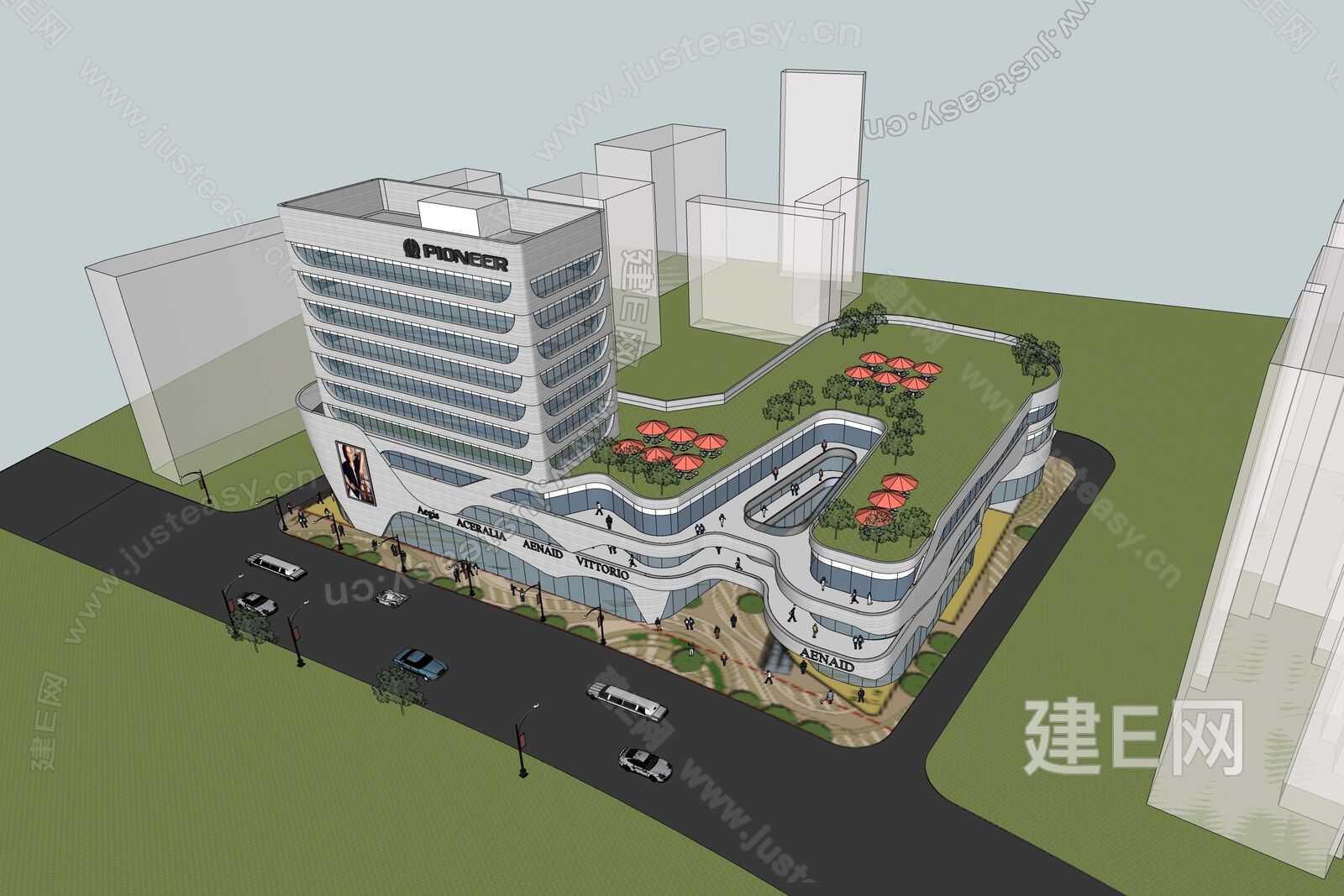现代商业综合体模型SU模型下载[ID:105333976]_建e网su模型