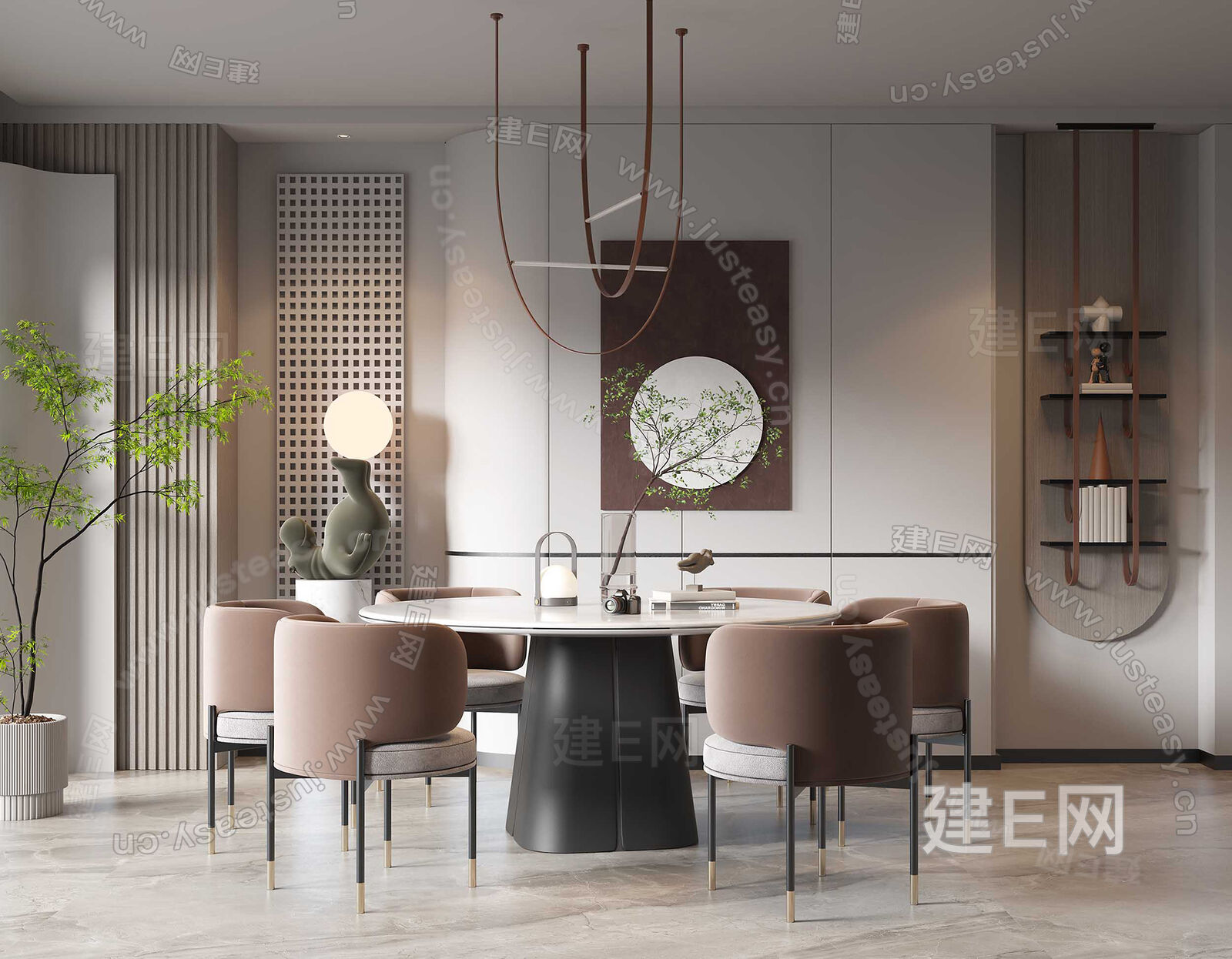 现代餐厅模型SU模型下载[ID:105727083]_建e网su模型