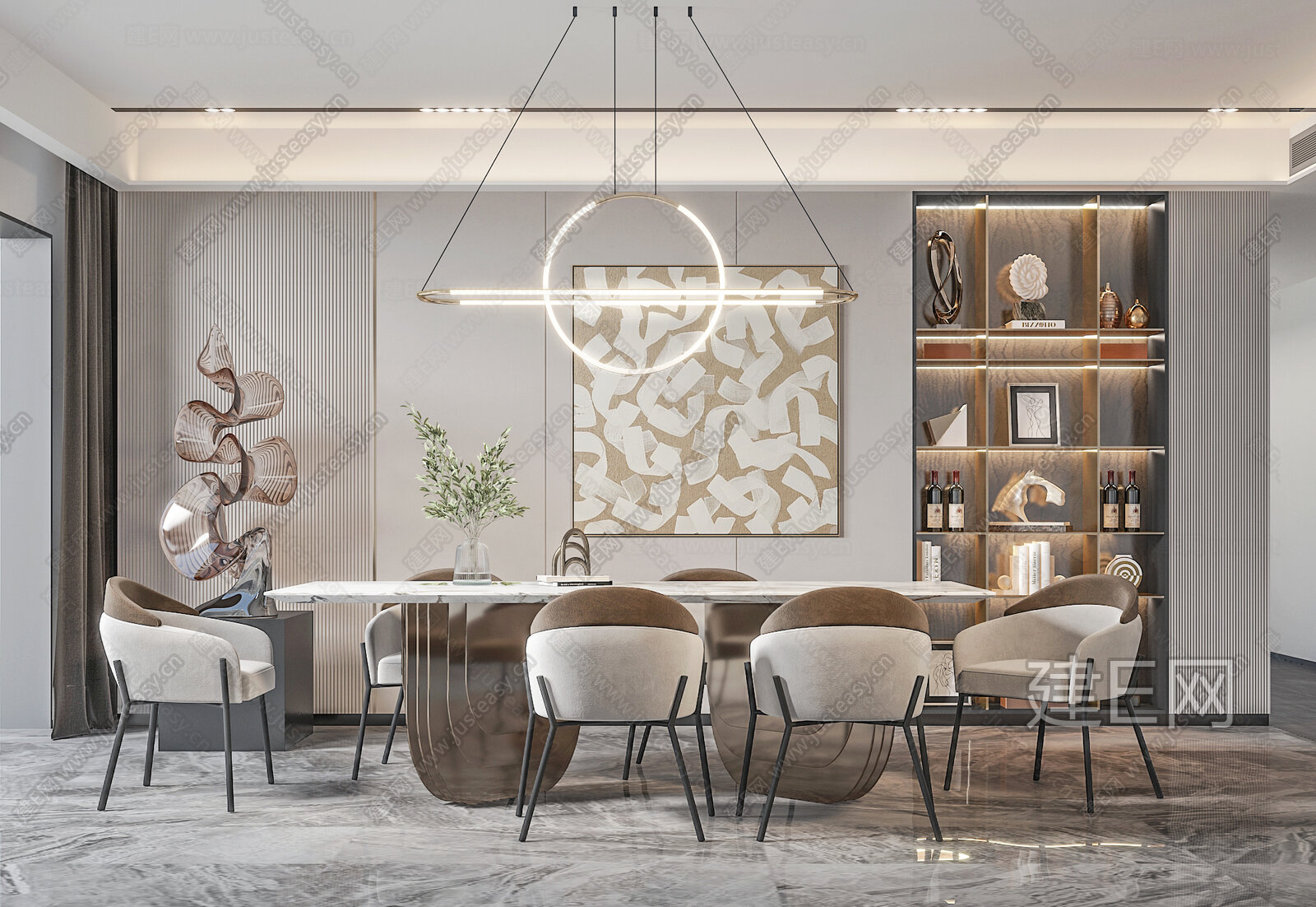 现代餐厅模型SU模型下载[ID:107104672]_建e网su模型