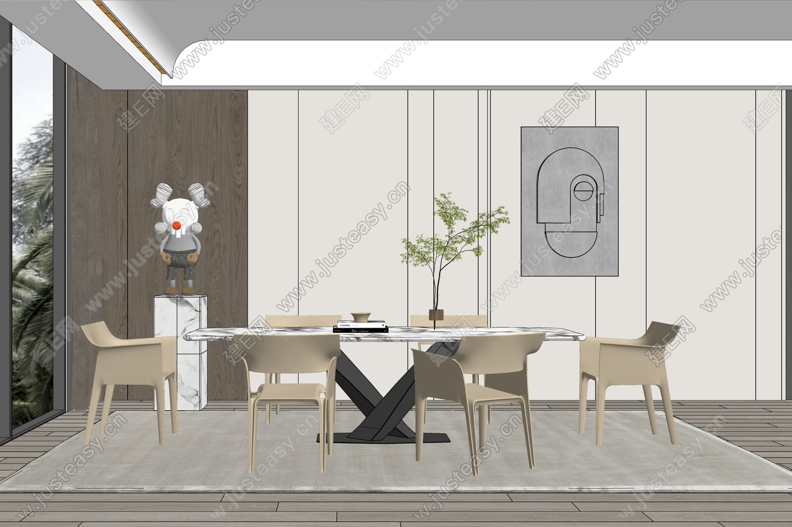 侘寂风餐厅模型SU模型下载[ID:106251269]_建e网su模型