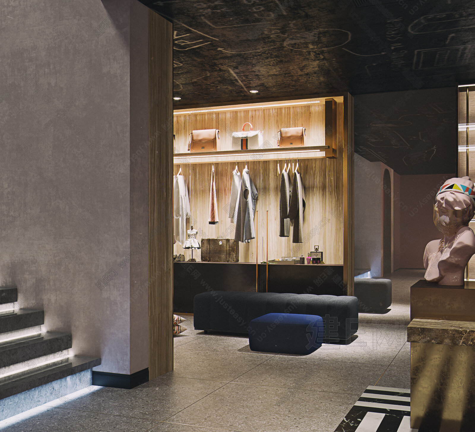 新中式服装店3d模型下载