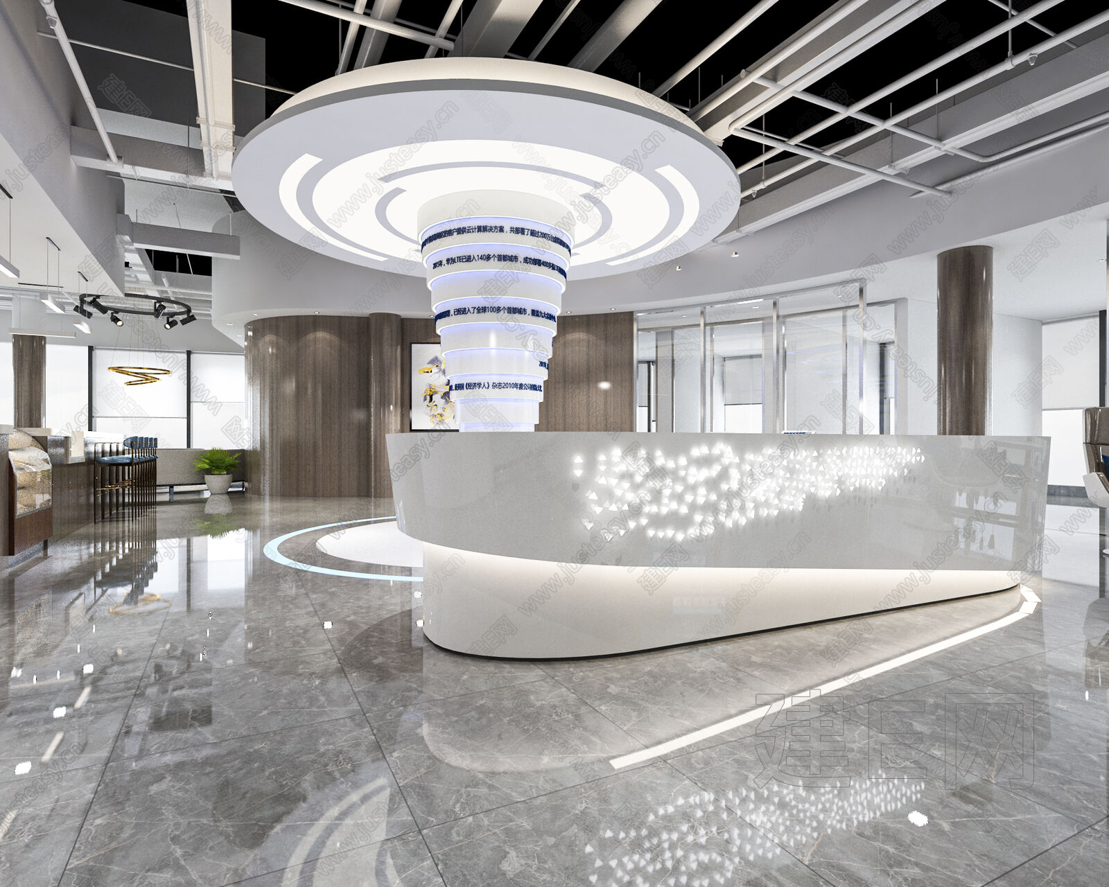 现代公司前台模型SU模型下载[ID:106316980]_建E室内设计网