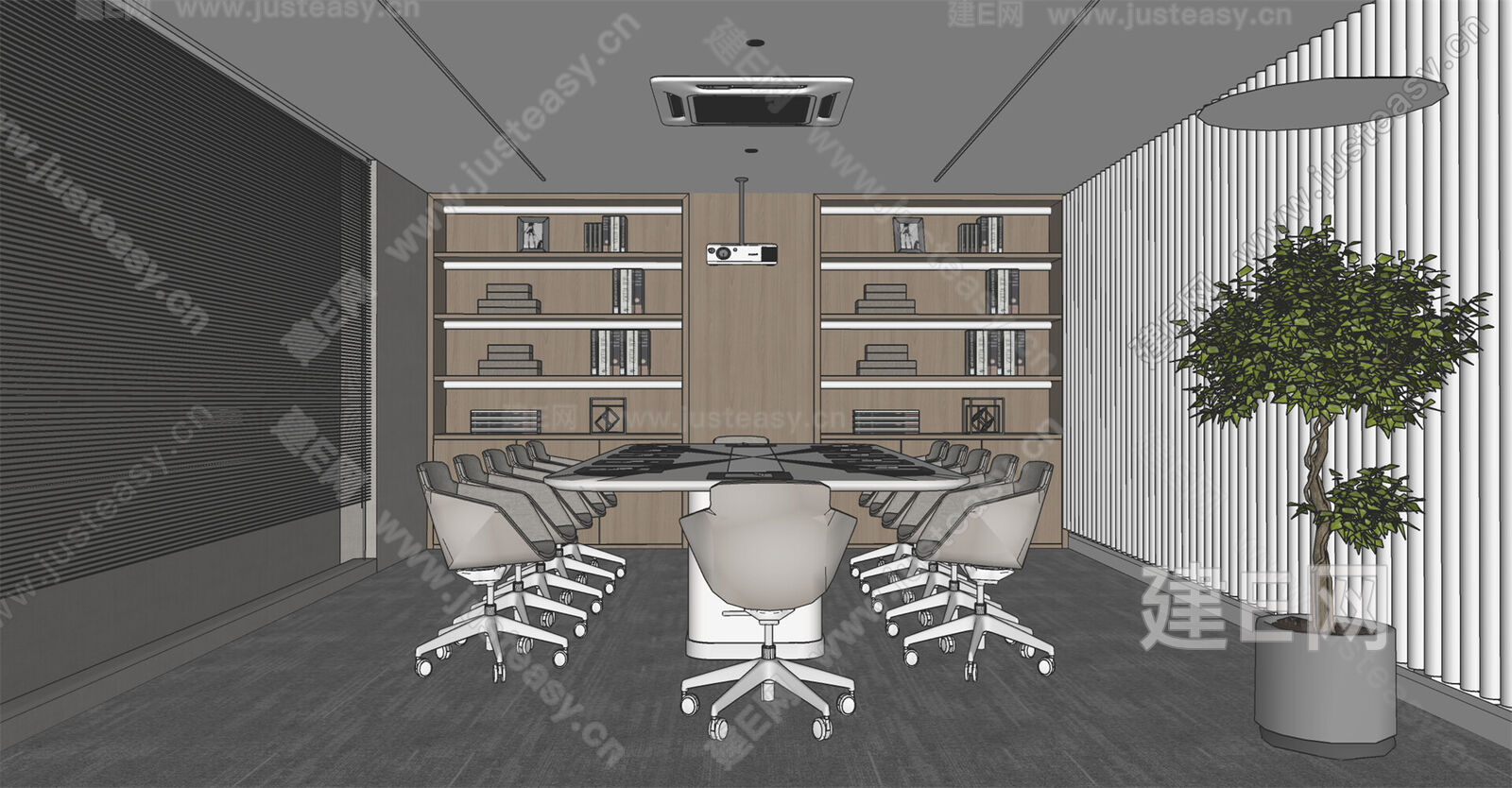 现代会议室模型SU模型下载[ID:106447877]_建e网su模型