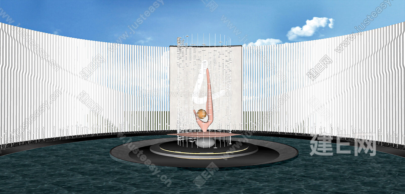 现代抽象水景雕塑小品模型SU模型下载[ID:106579148]_建e网su模型
