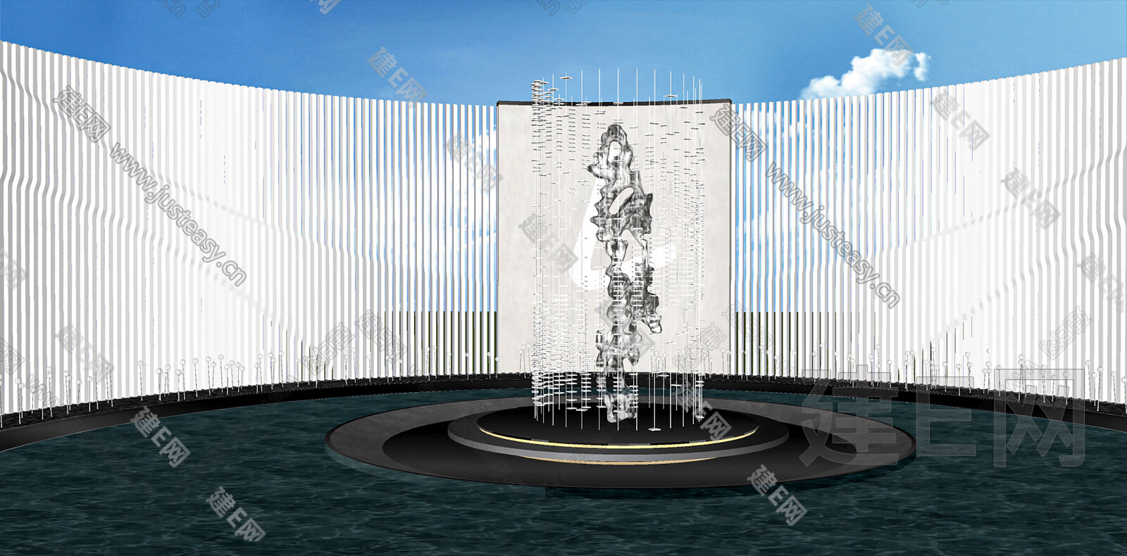 现代抽象水景雕塑小品模型SU模型下载[ID:106579044]_建e网su模型