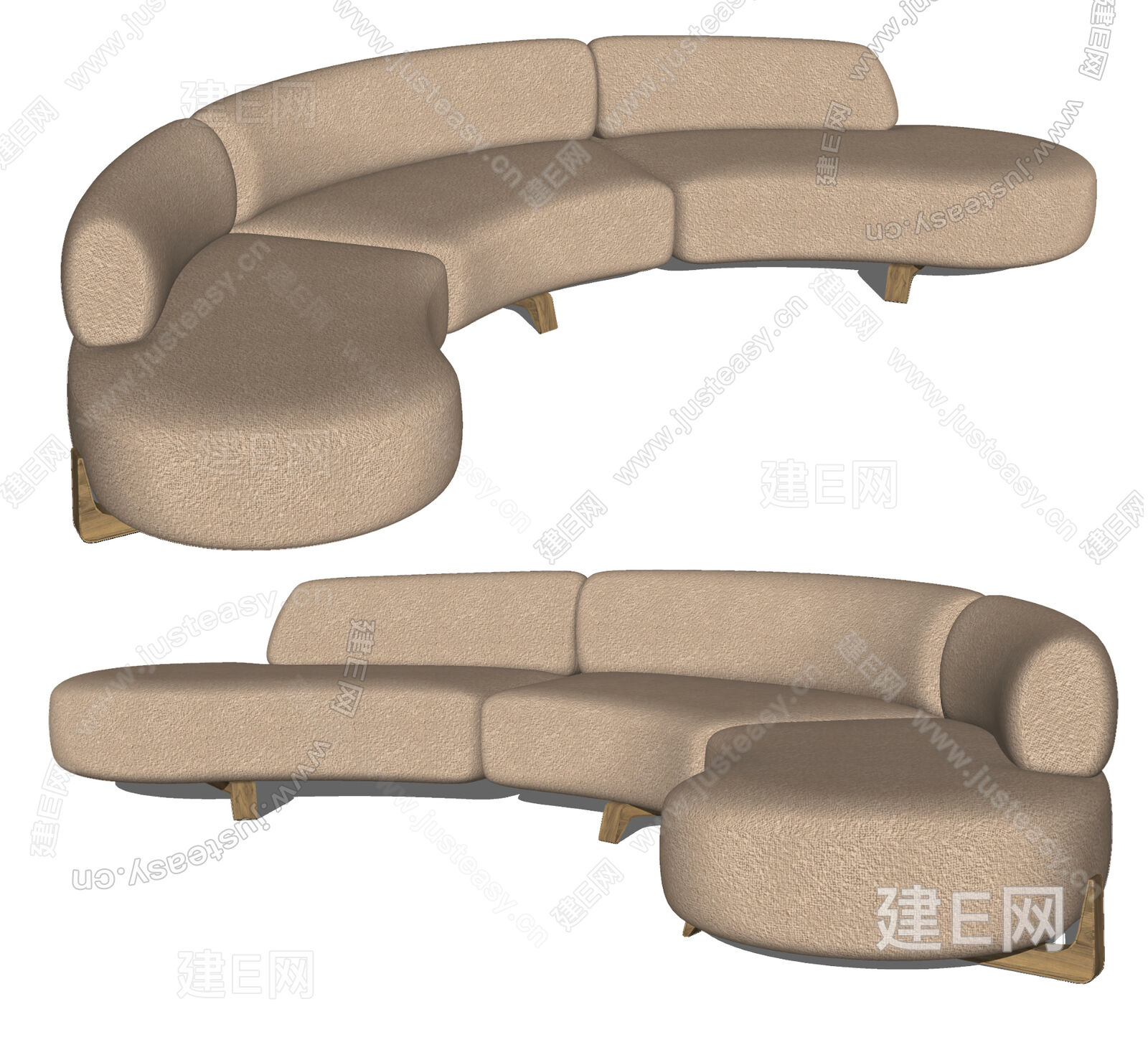 现代弧形沙发模型SU模型下载[ID:107299889]_建E室内设计网