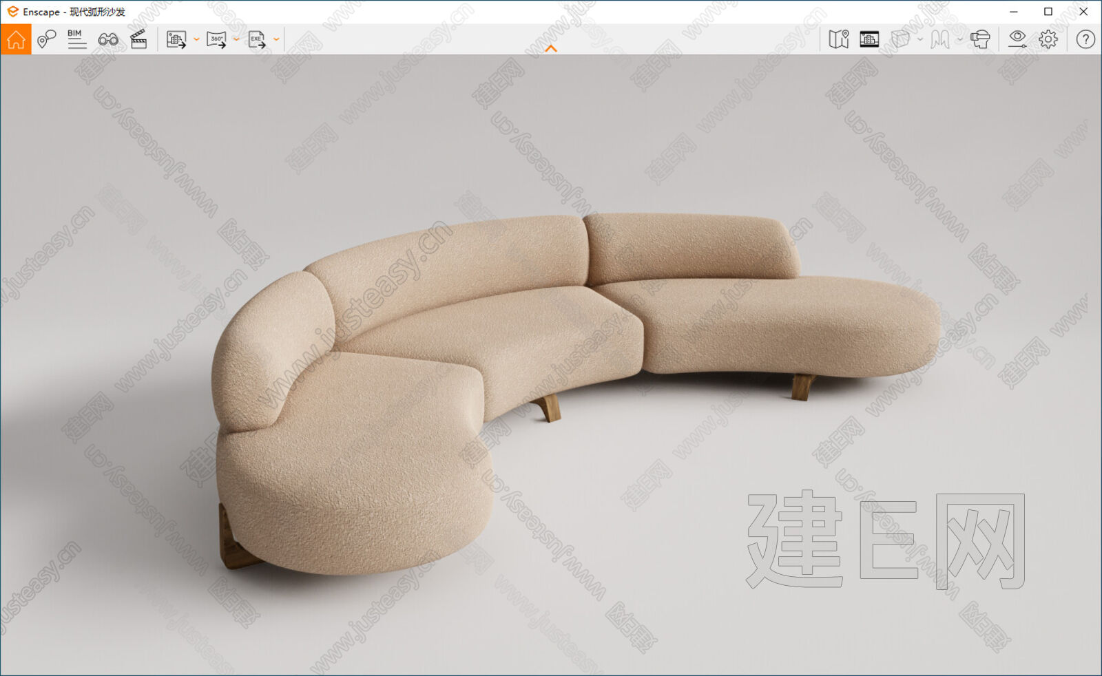 现代弧形沙发模型SU模型下载[ID:107299889]_建E室内设计网