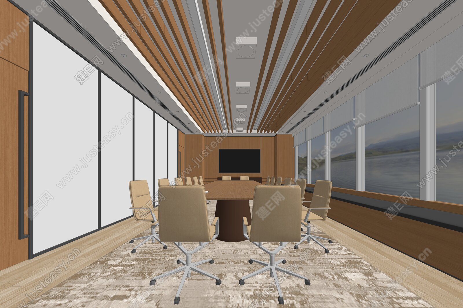 现代会议室模型SU模型下载[ID:107103295]_建e网su模型