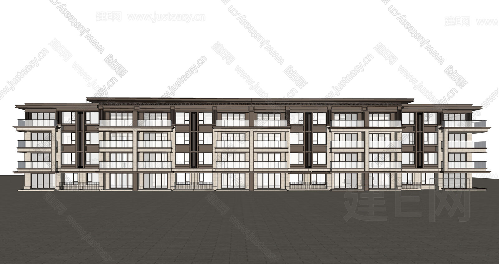 新亚洲联排别墅模型SU模型下载[ID:107758770]_建e网su模型